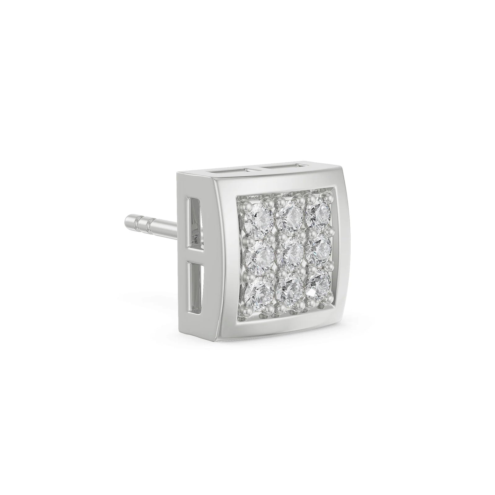 0.1 CT Round Solitaire Studs for Men Left View