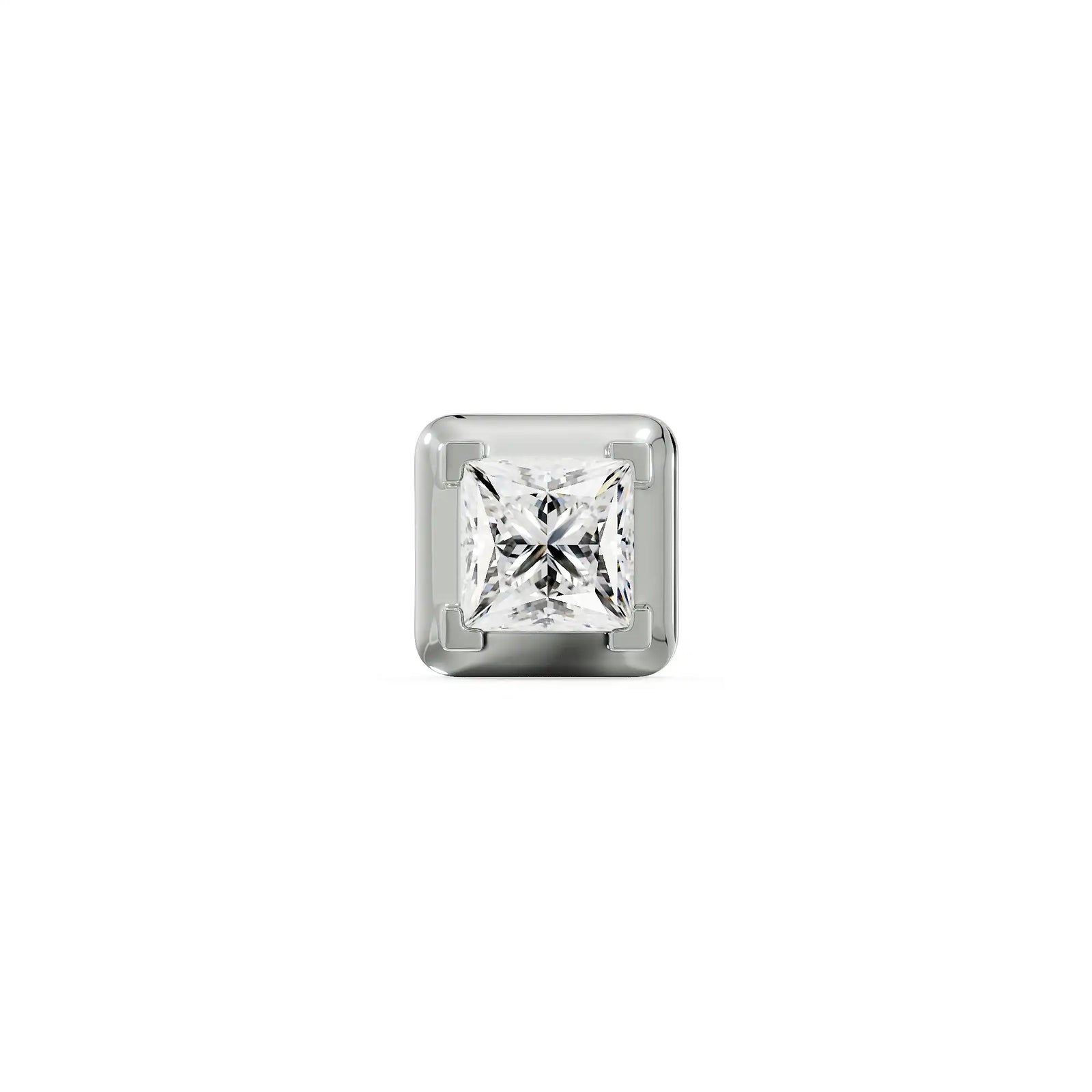 0.50 CT Princess Cut Men Stud Front View