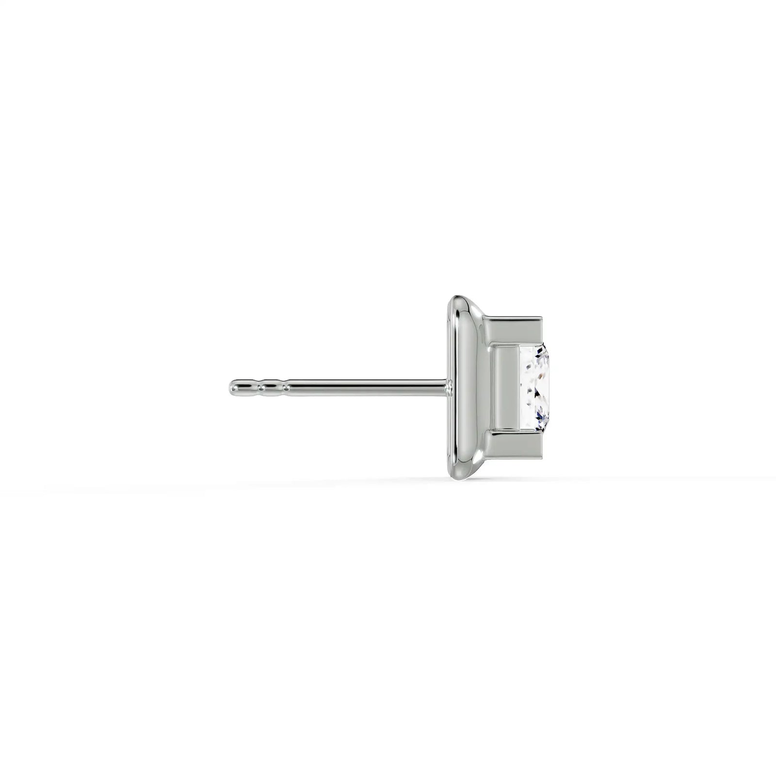 0.50 CT Princess Cut Men Stud Side View