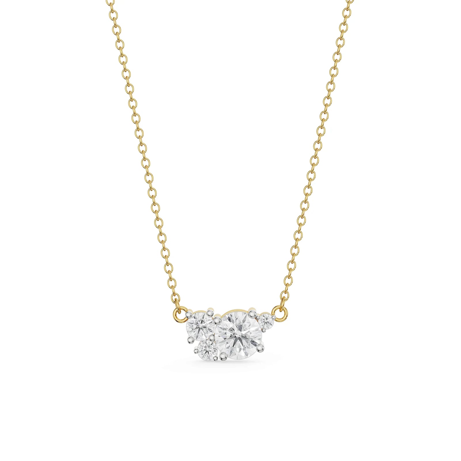 Bouquet Cascade Necklace Front View in 9KT