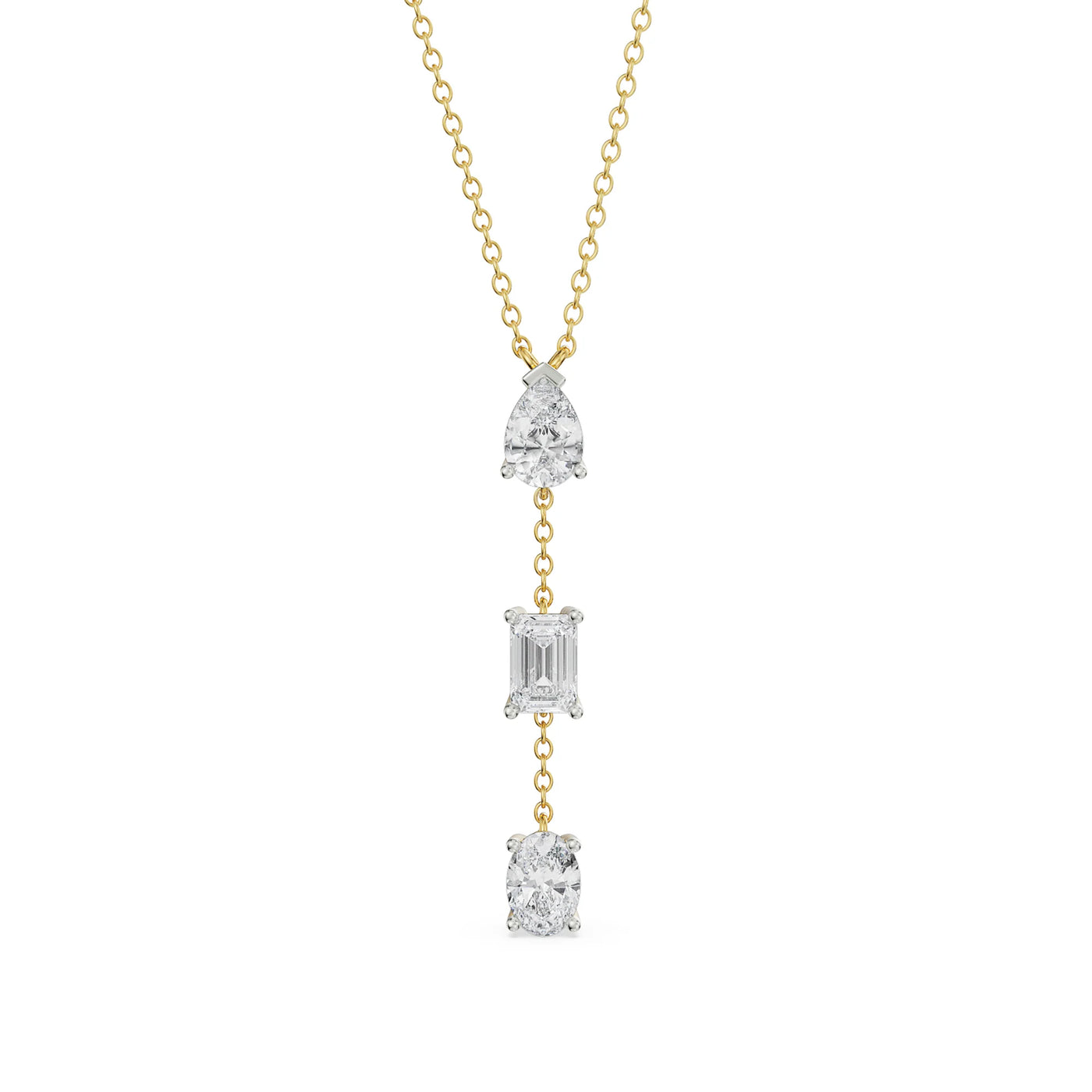Tri Lab Grown Diamond Drop Necklace