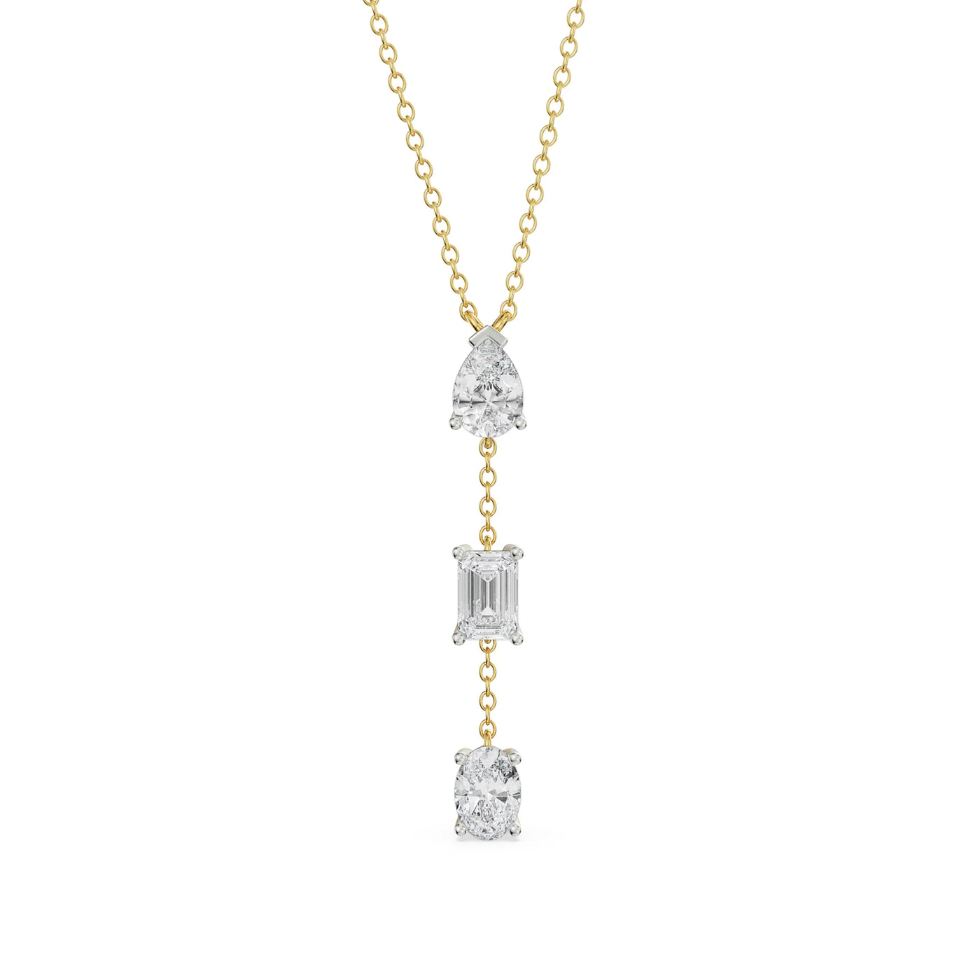 Tri Lab Grown Diamond Drop Necklace 9KT