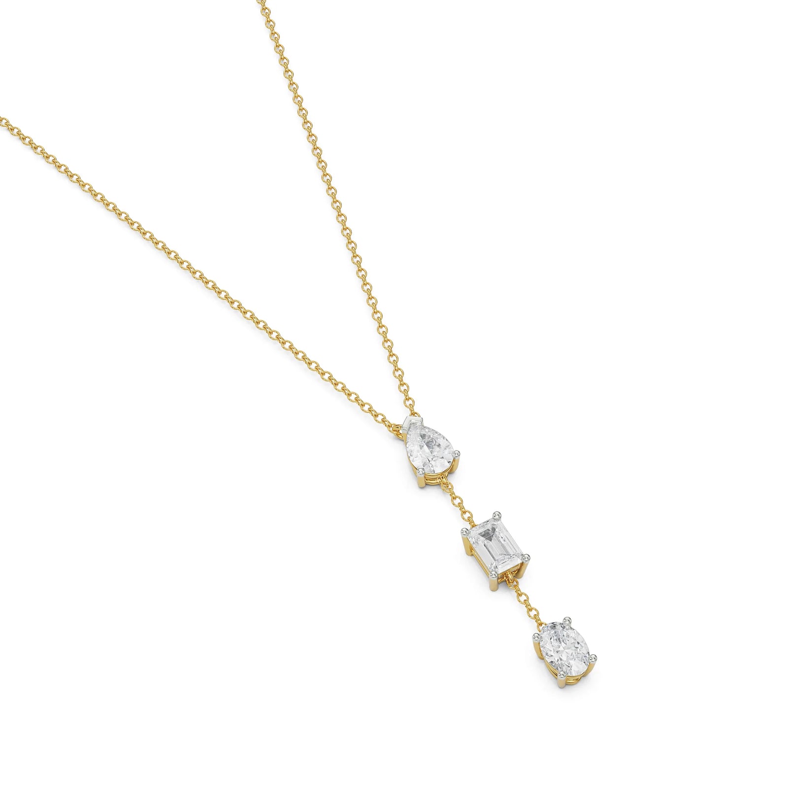 Tri Diamond Drop Necklace Top view