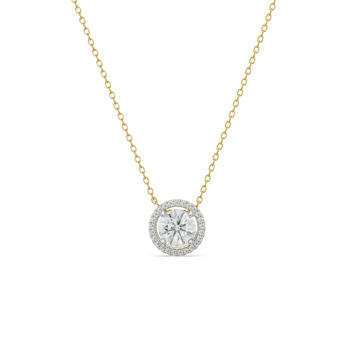Halo Round Lab Grown Diamond Solitaire Necklace