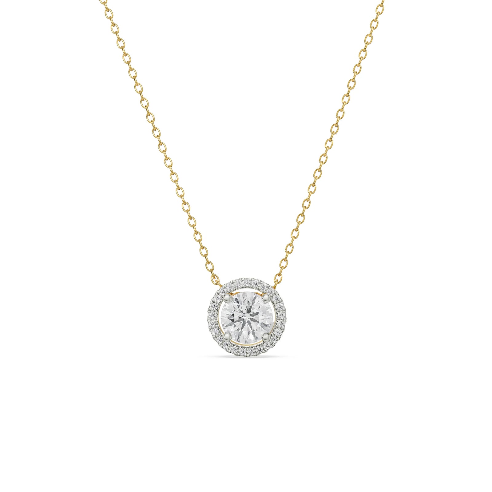 Halo Round Solitaire Necklace Front View