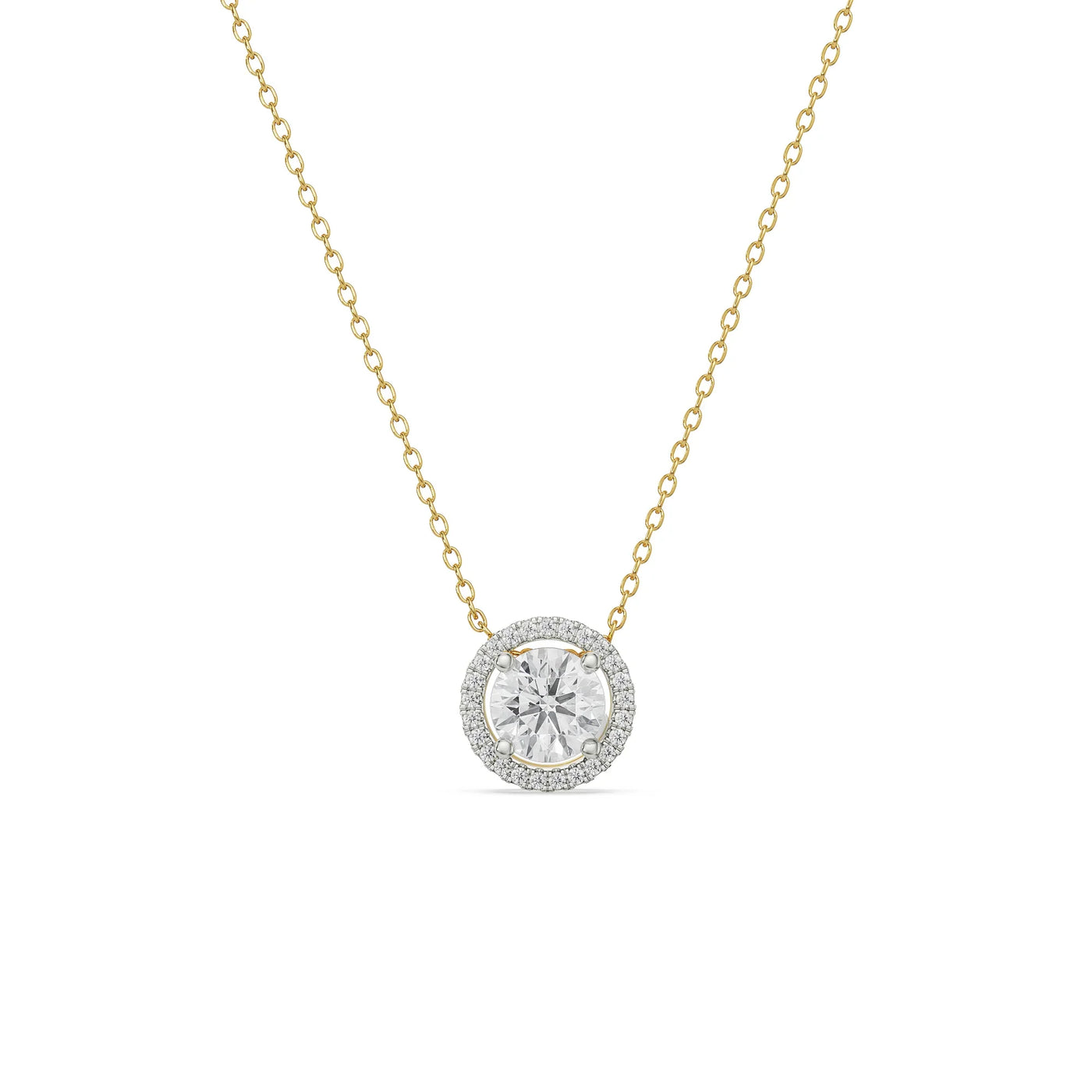 Halo Round Lab Grown Diamond Solitaire Necklace 9KT