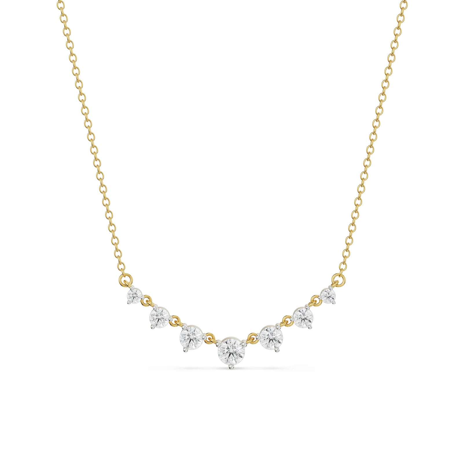 Minimalist Tennis Diamond Necklace Front View
