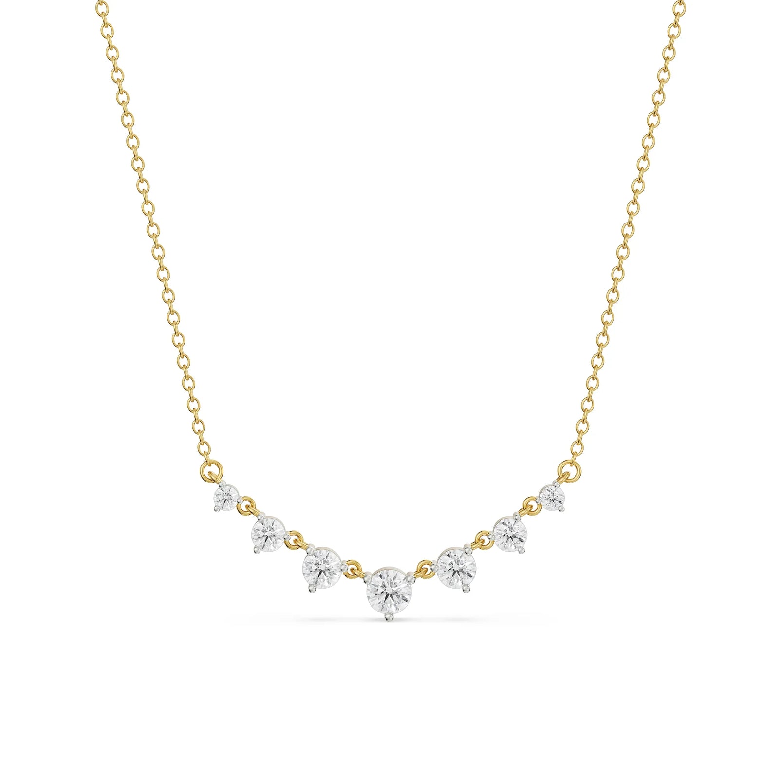 Minimalist Tennis Diamond Necklace Front View in 9KT