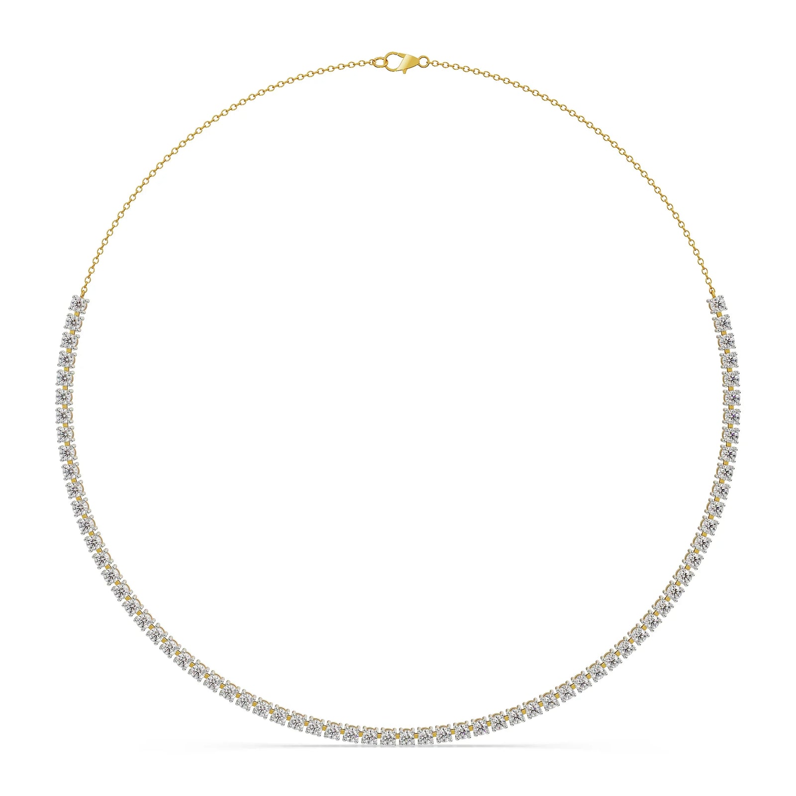 Sleek Diamond Chain Necklace Front View in 9KT