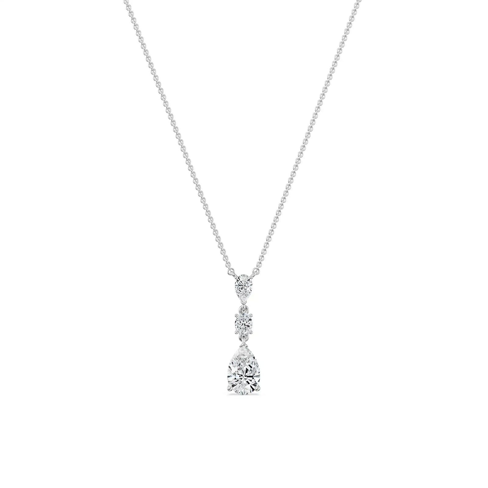 Pear Teardrop Lab Grown Diamond Necklace - front view in 9KT