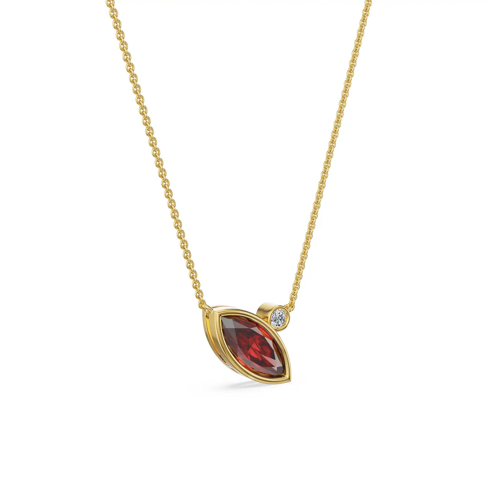 Crimson Ruby Lab Grown Diamond Necklace
Side View