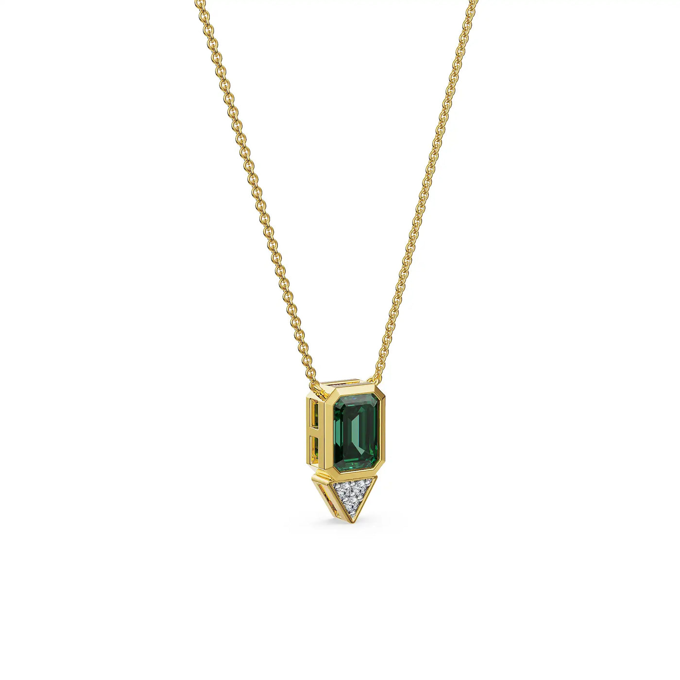 Emerald Spark Drop Lab Grown Diamond Necklace