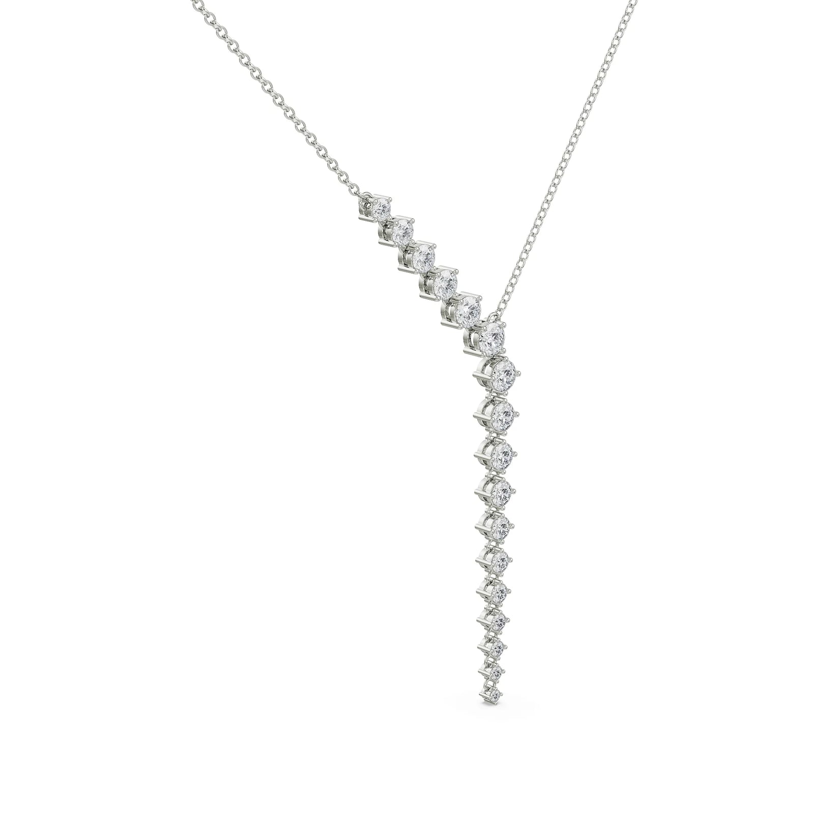 Sleek Diamond Chain Necklace Side View