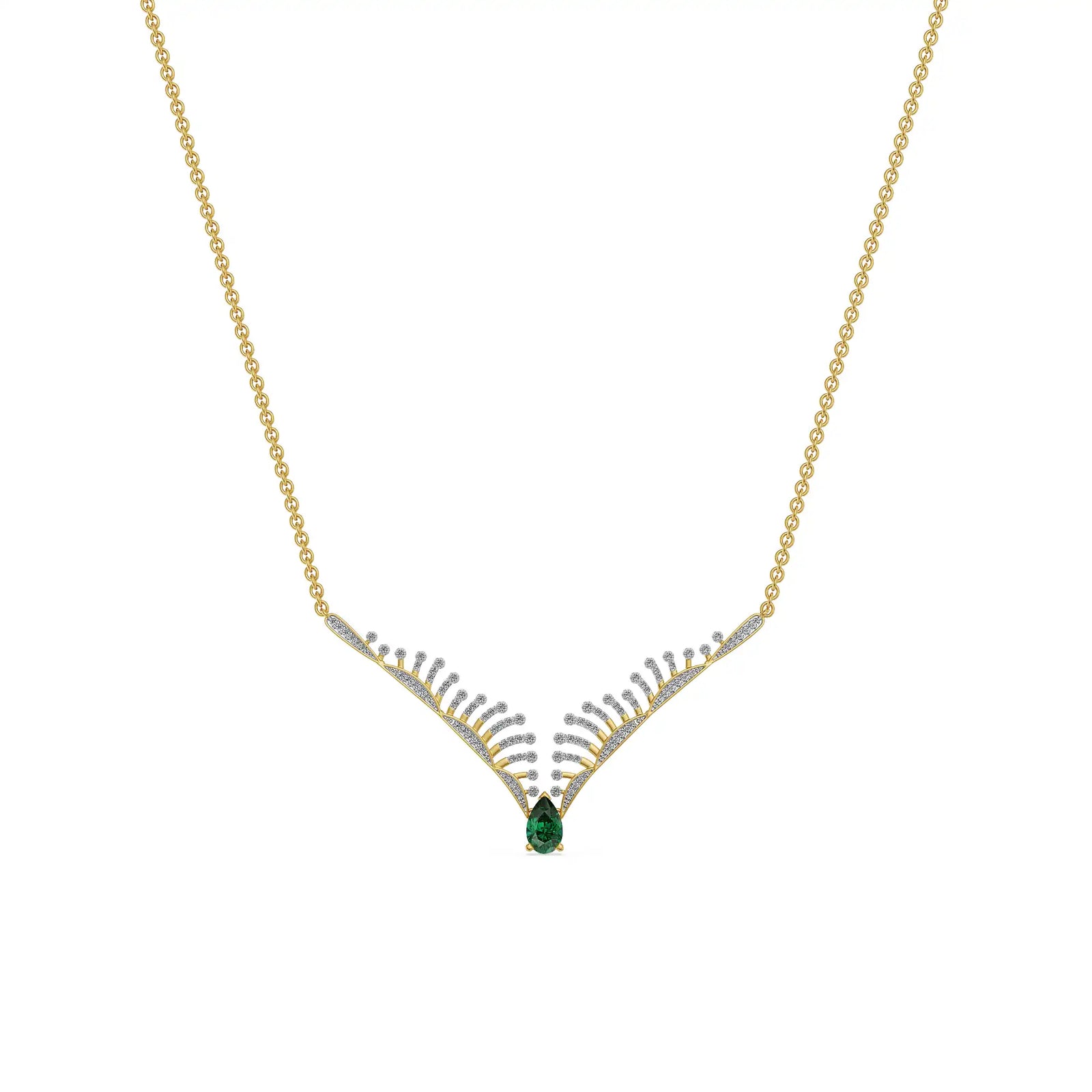 Emerald & Wings Lab Grown Diamond Necklace