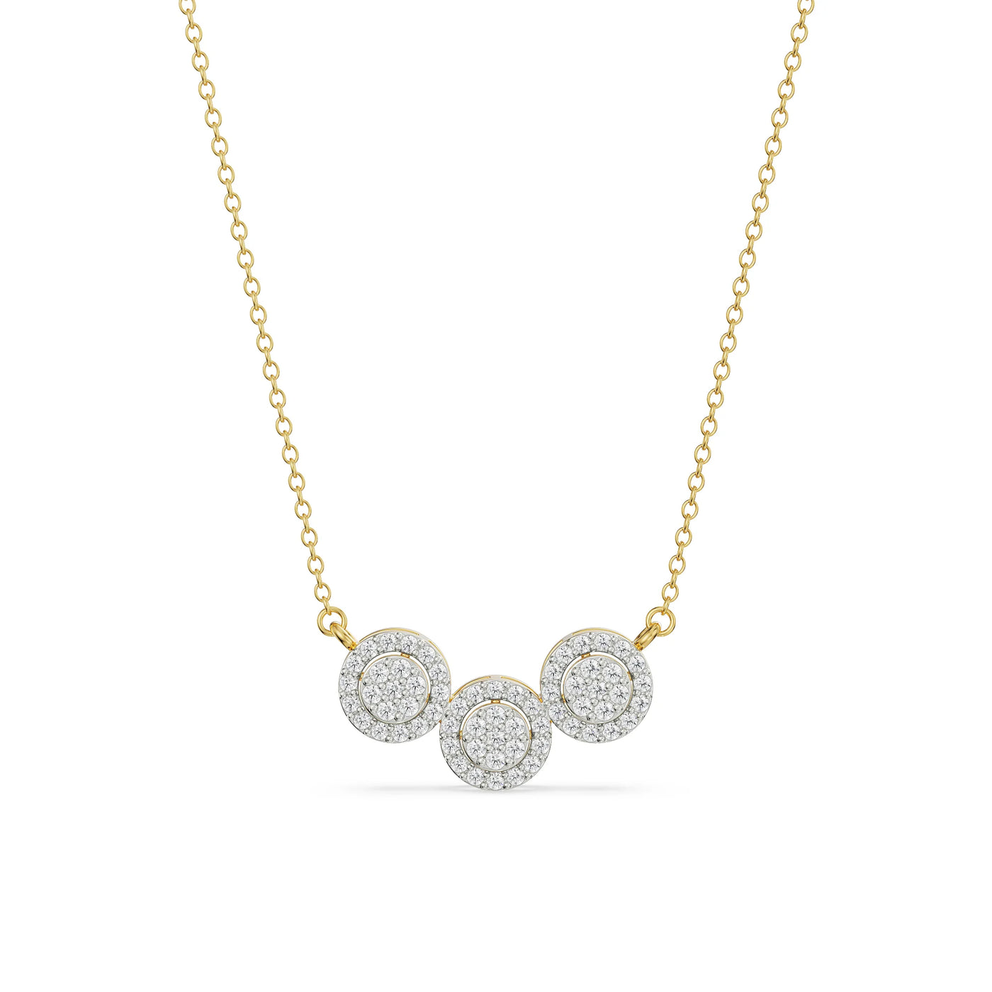 Halo Round Trio Lab Grown Diamond Necklace