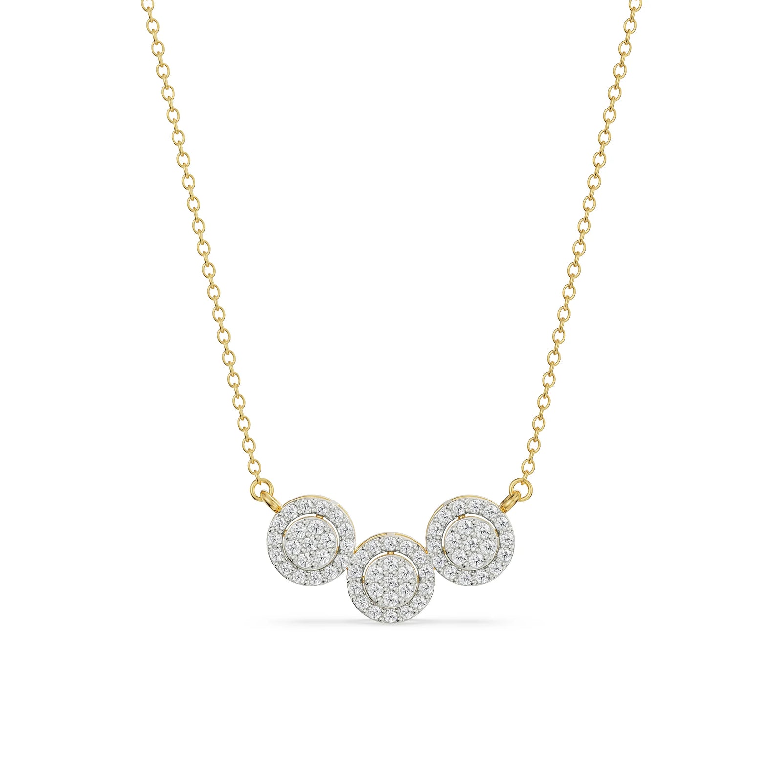 Halo Round Trio Diamond Necklace Front View