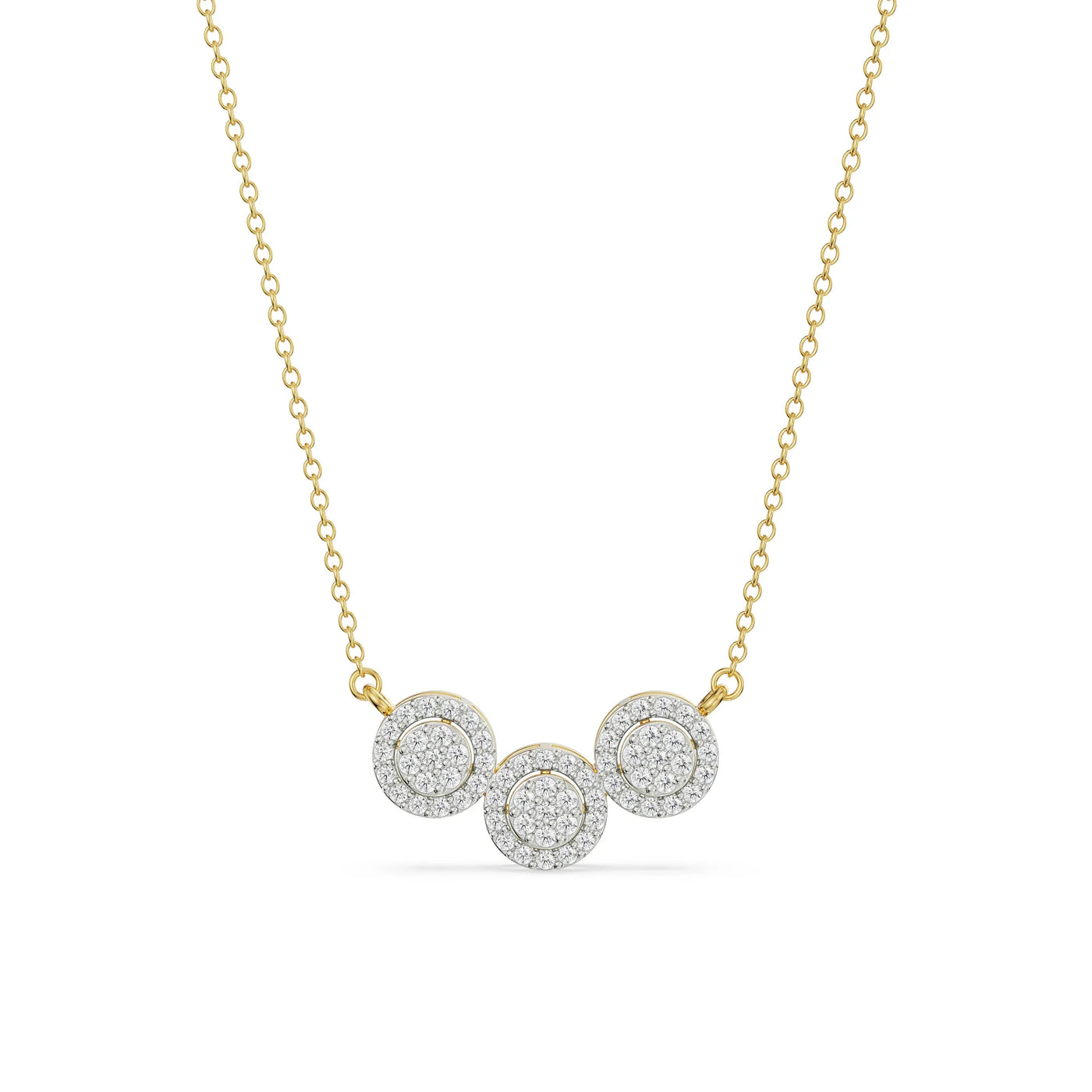 Halo Round Trio Lab Grown Diamond Necklace 9KT