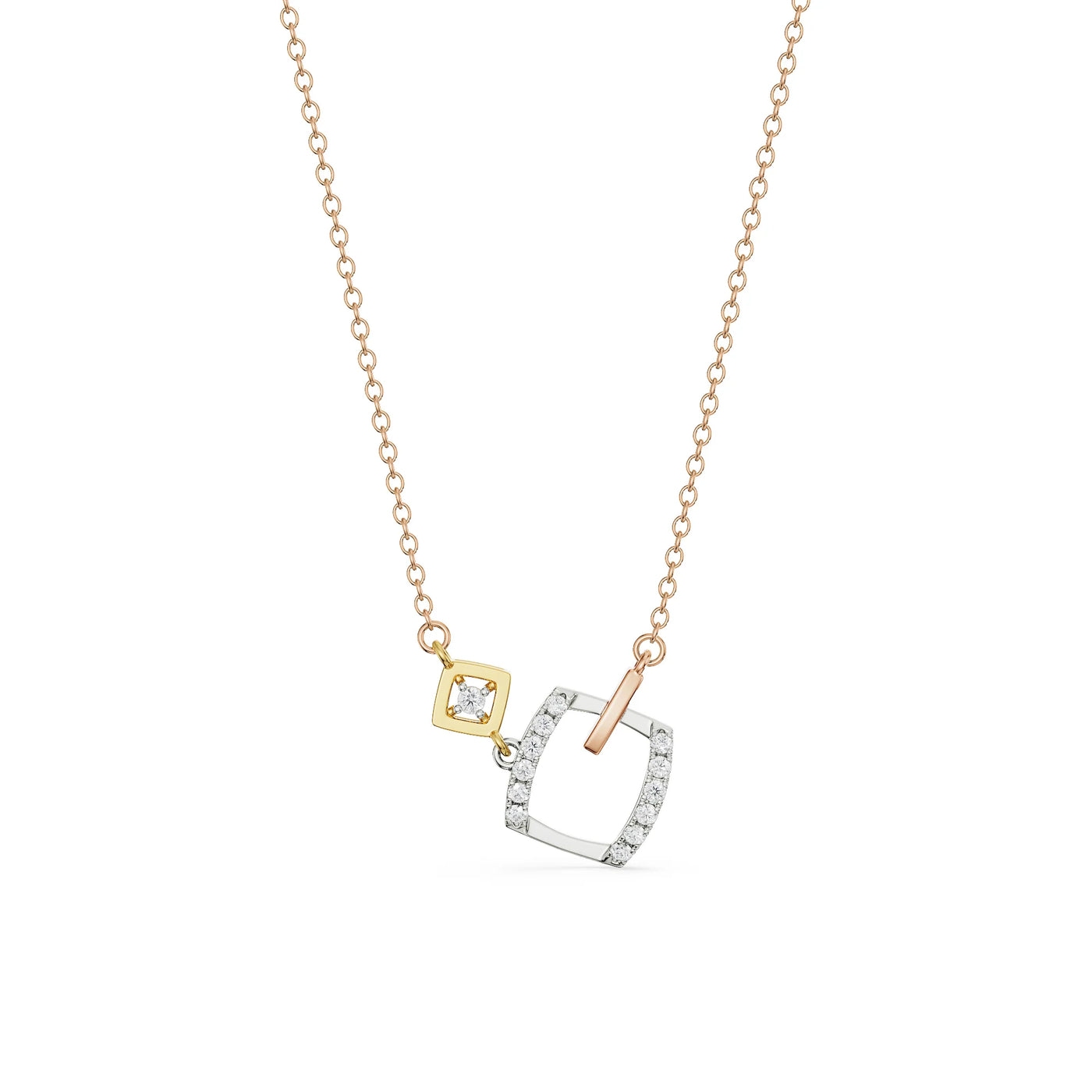 Geometric Sqaure Lab Grown Diamond Necklace
