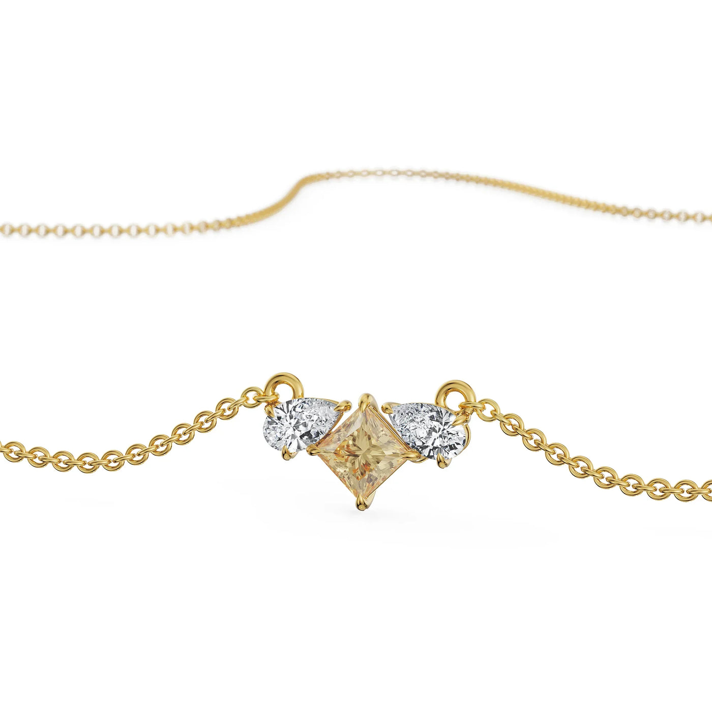 Pear Square Lab Grown Diamond Necklace 9KT