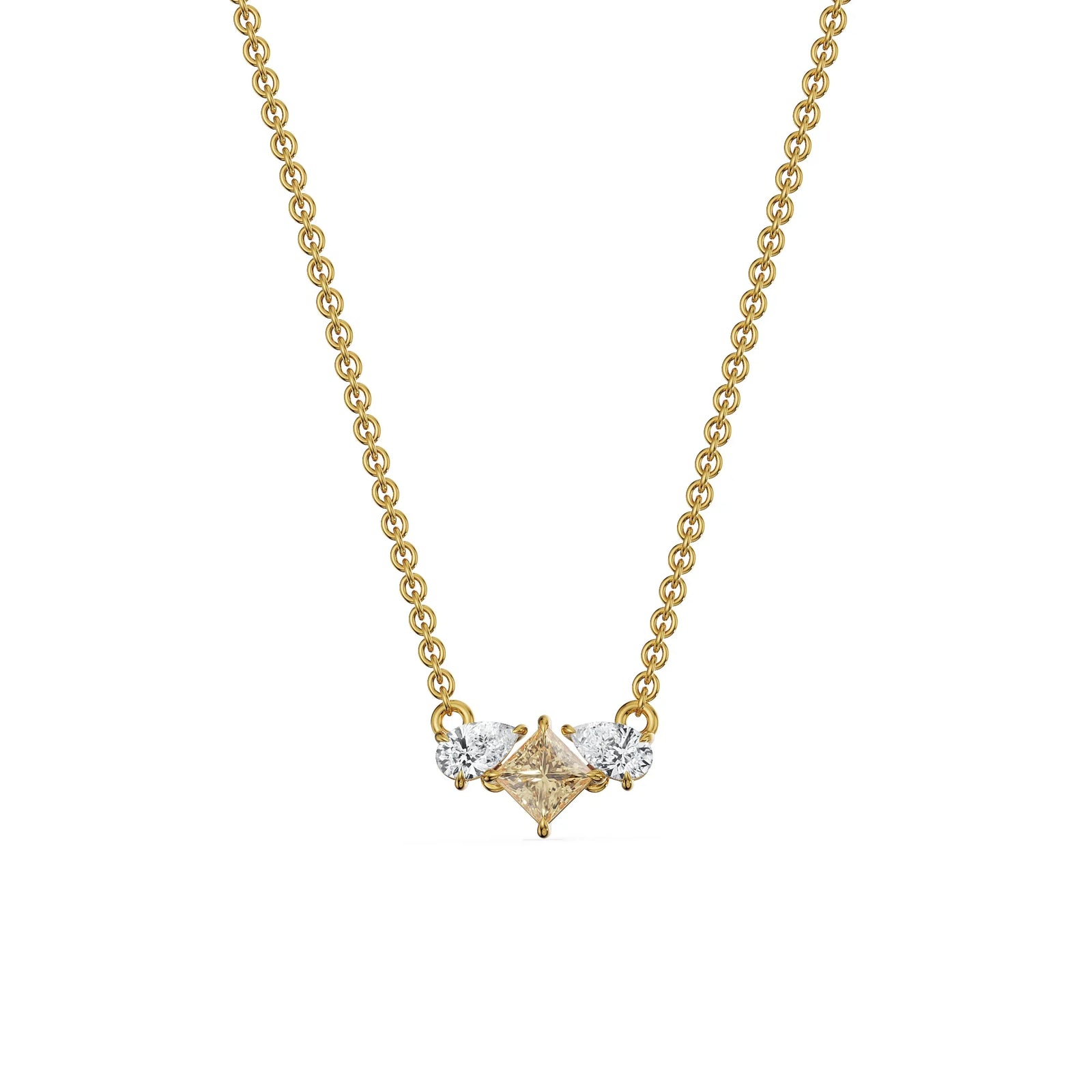Pear Square Lab Grown Diamond Necklace 9KT