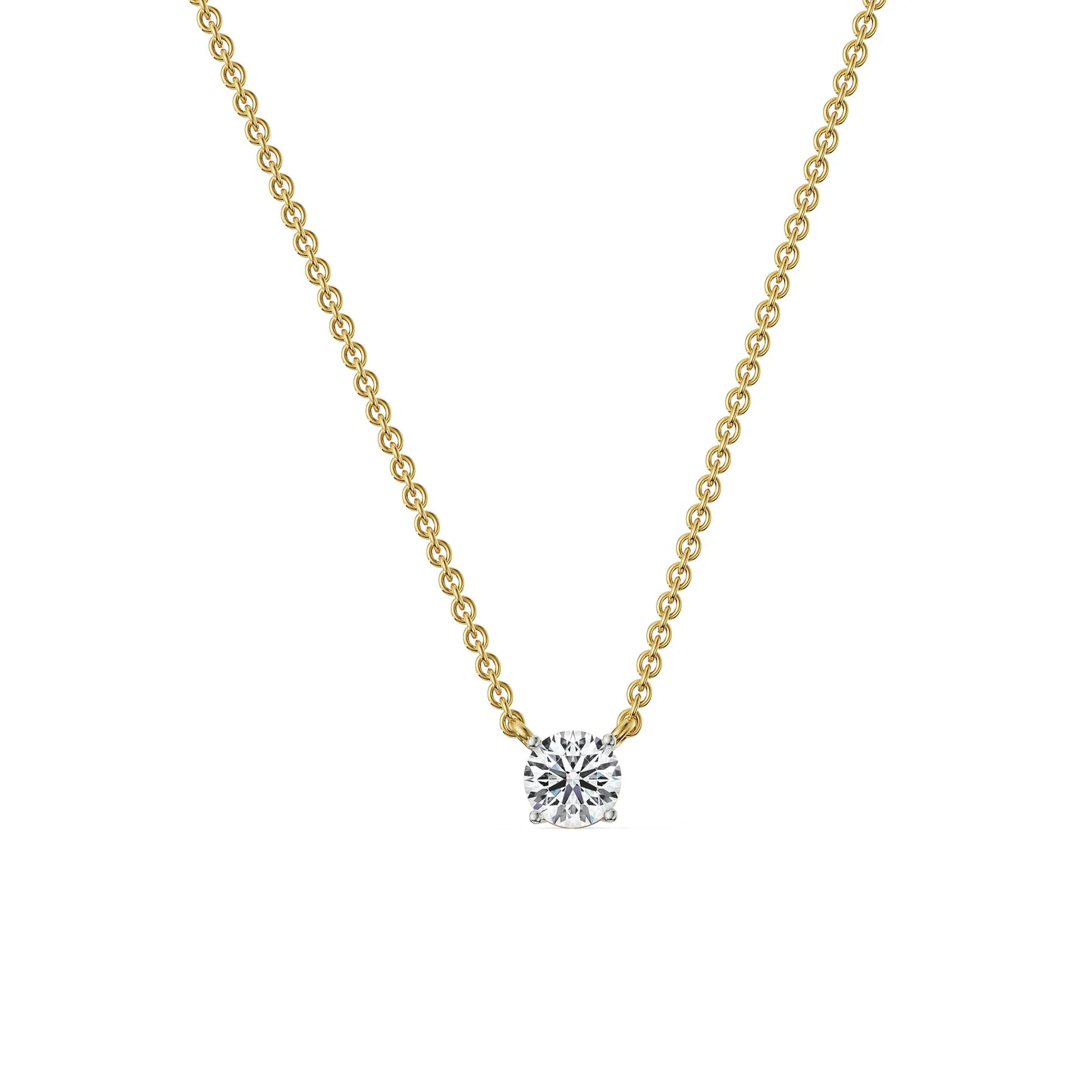 0.75 CT Solitaire Diamond Necklace Right View in 9KT