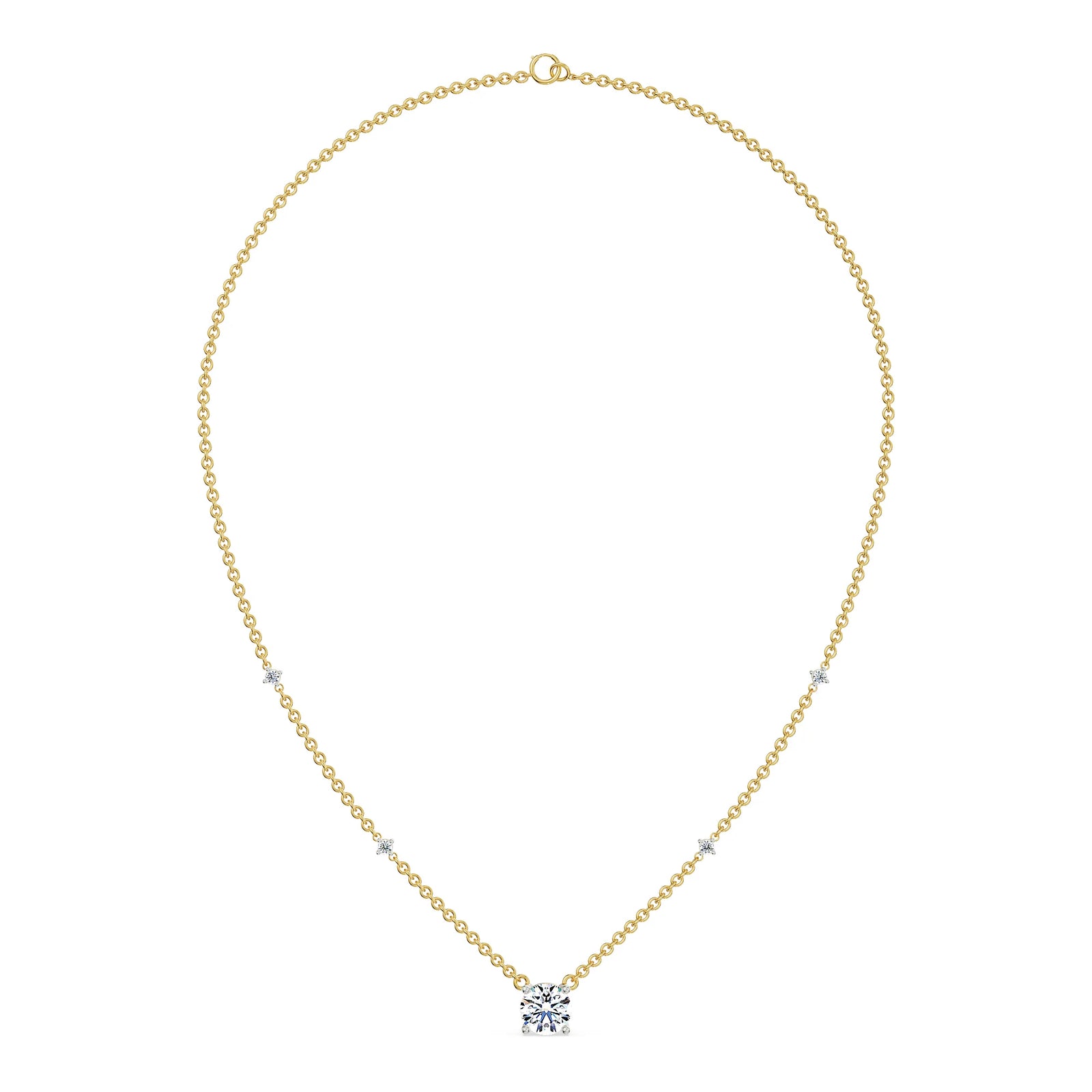 0.5 CT Solitaire Diamond Necklace Front View