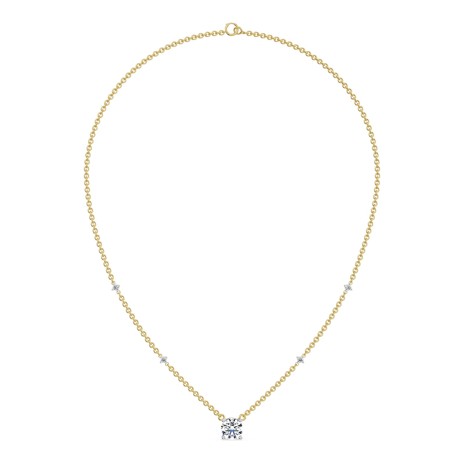 0.5 CT Solitaire Diamond Necklace Front View in 9KT