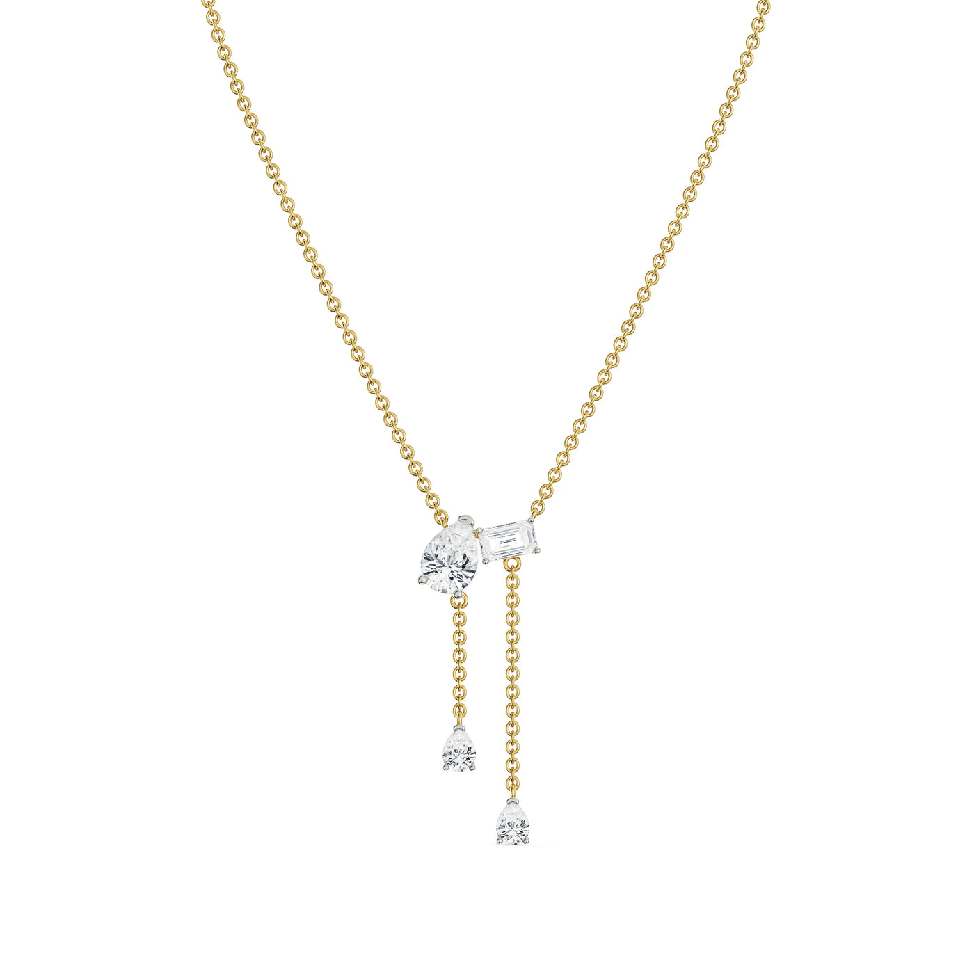 Pear Emerald Lab Grown Diamond Drop Necklace
