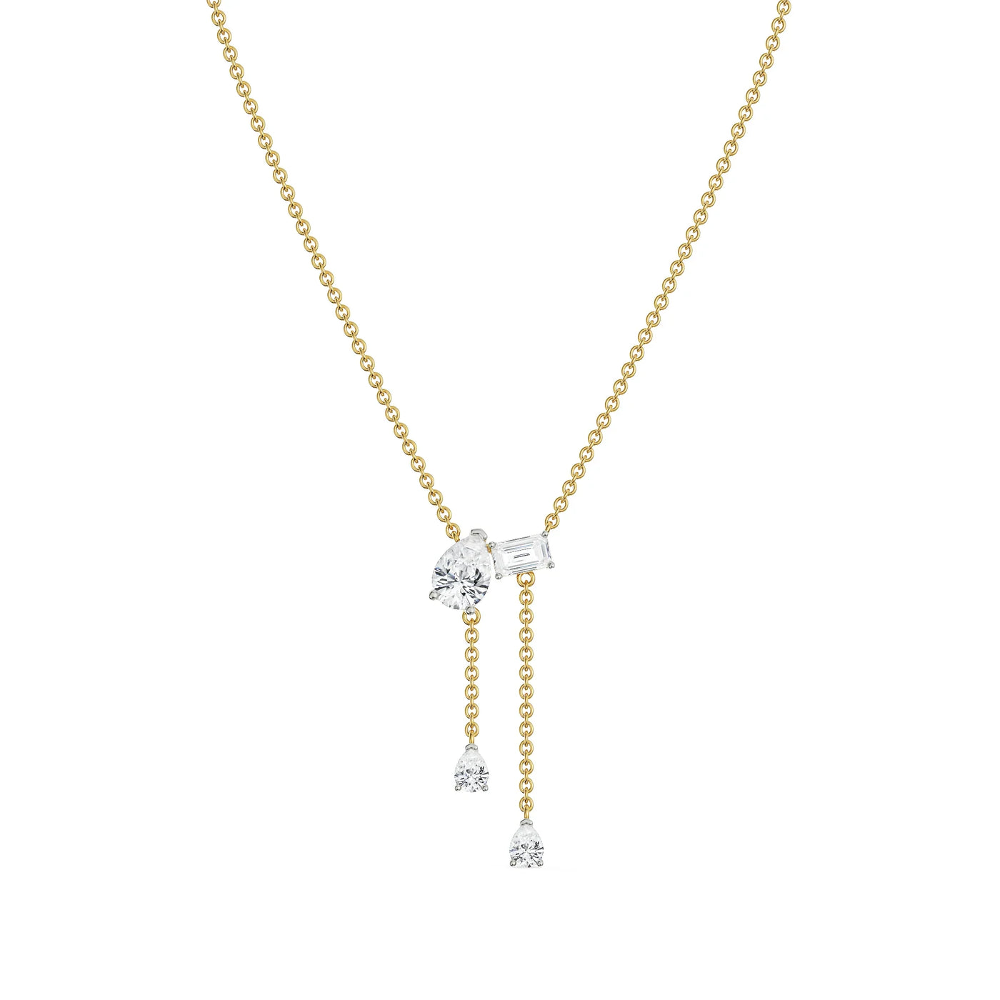 Pear Emerald Lab Grown Diamond Drop Necklace 9KT