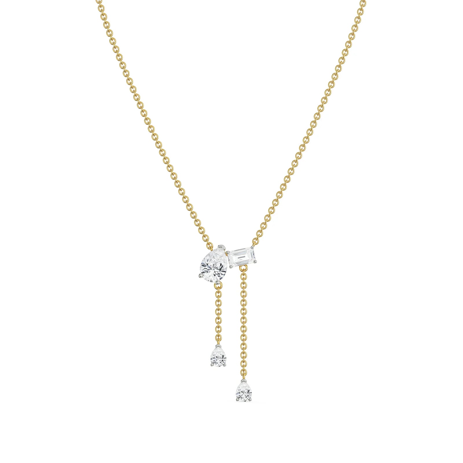 Pear Emerald Drop Necklace Right View in 9KT