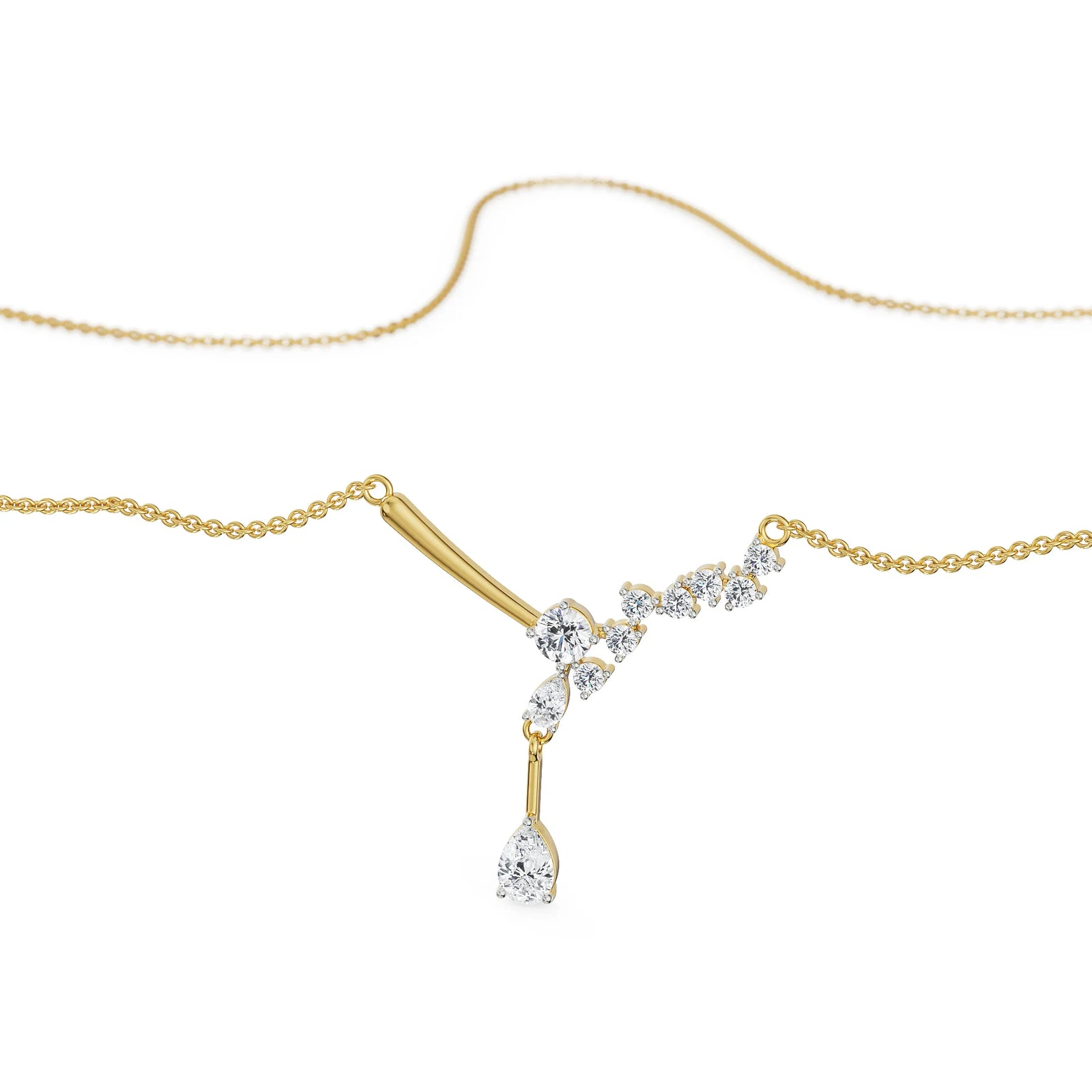 Saphie One Sided Diamond Necklace Front View