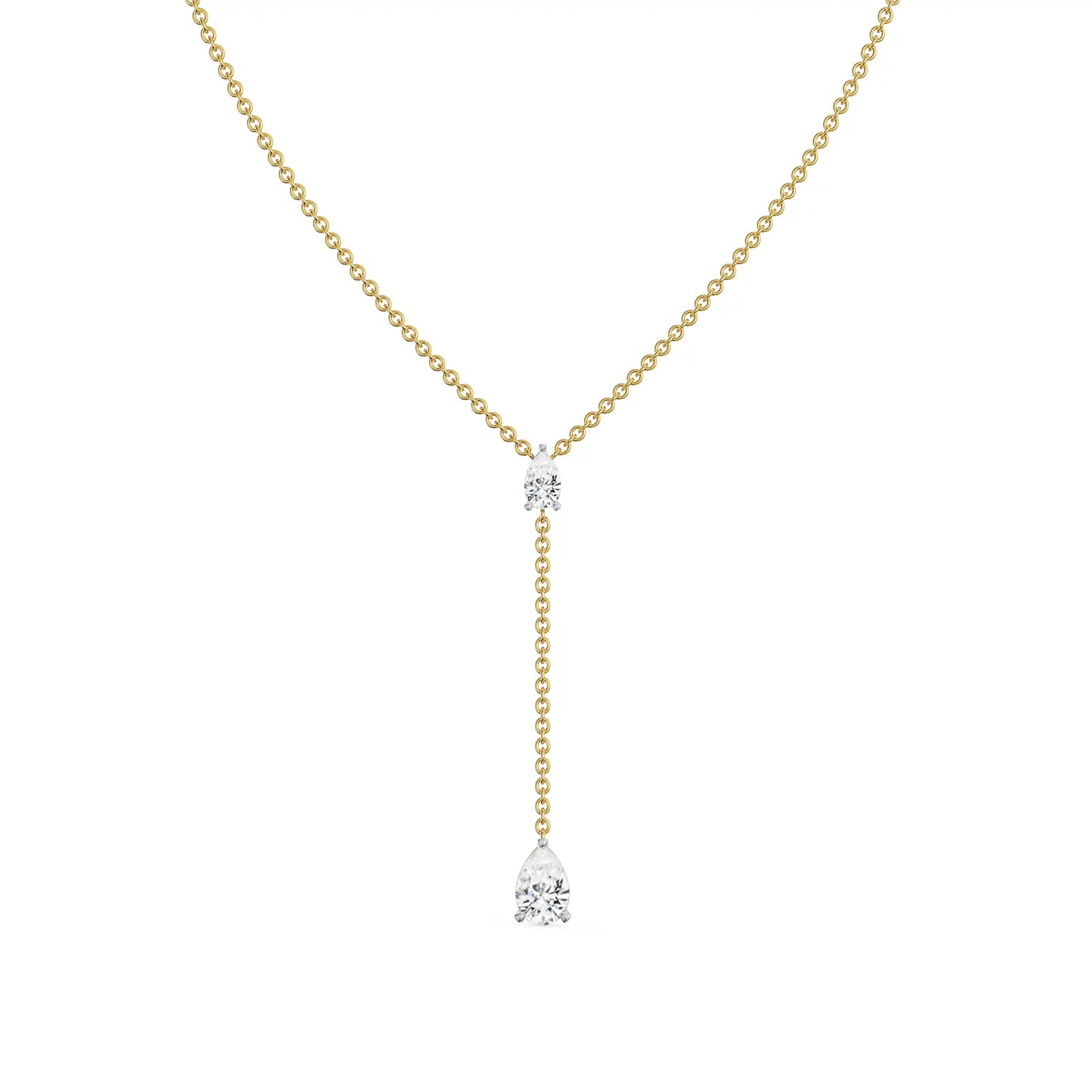 Pear Drop Diamond Necklace right view in 9KT