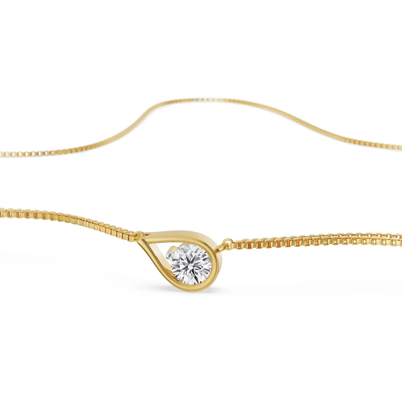 Tilted Lab Diamond Solitaire Pendant - Front view