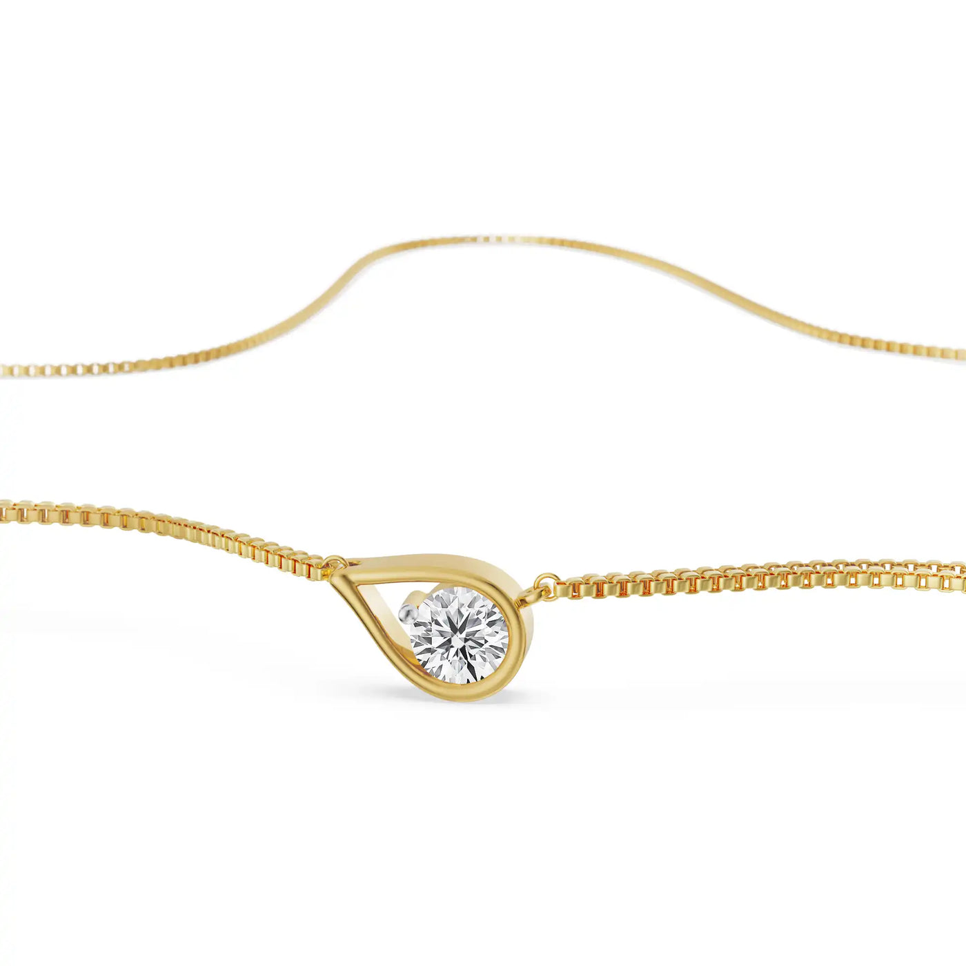 Tilted Lab Diamond Solitaire Necklace 9KT