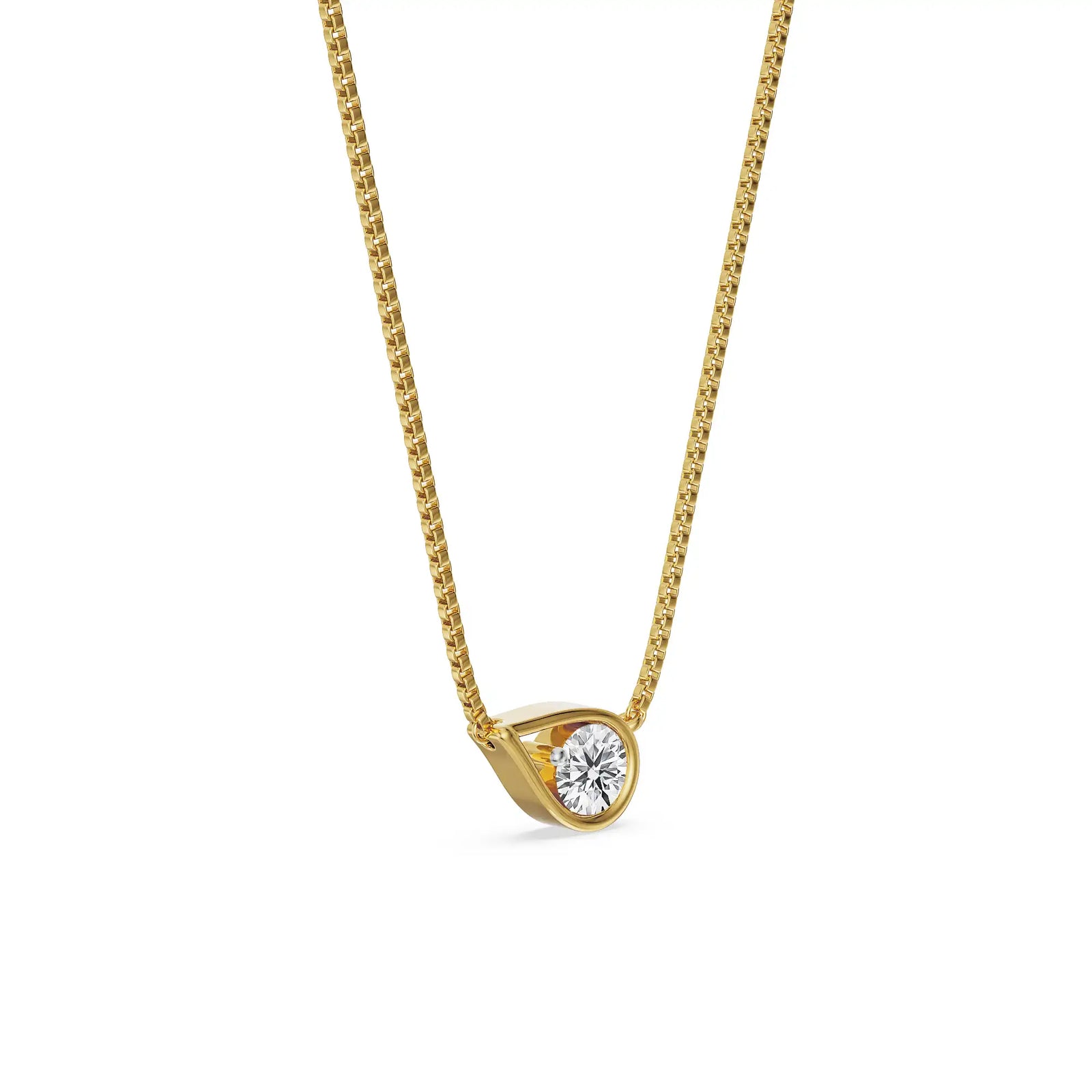 Tilted Lab Diamond Solitaire Pendant- Side view