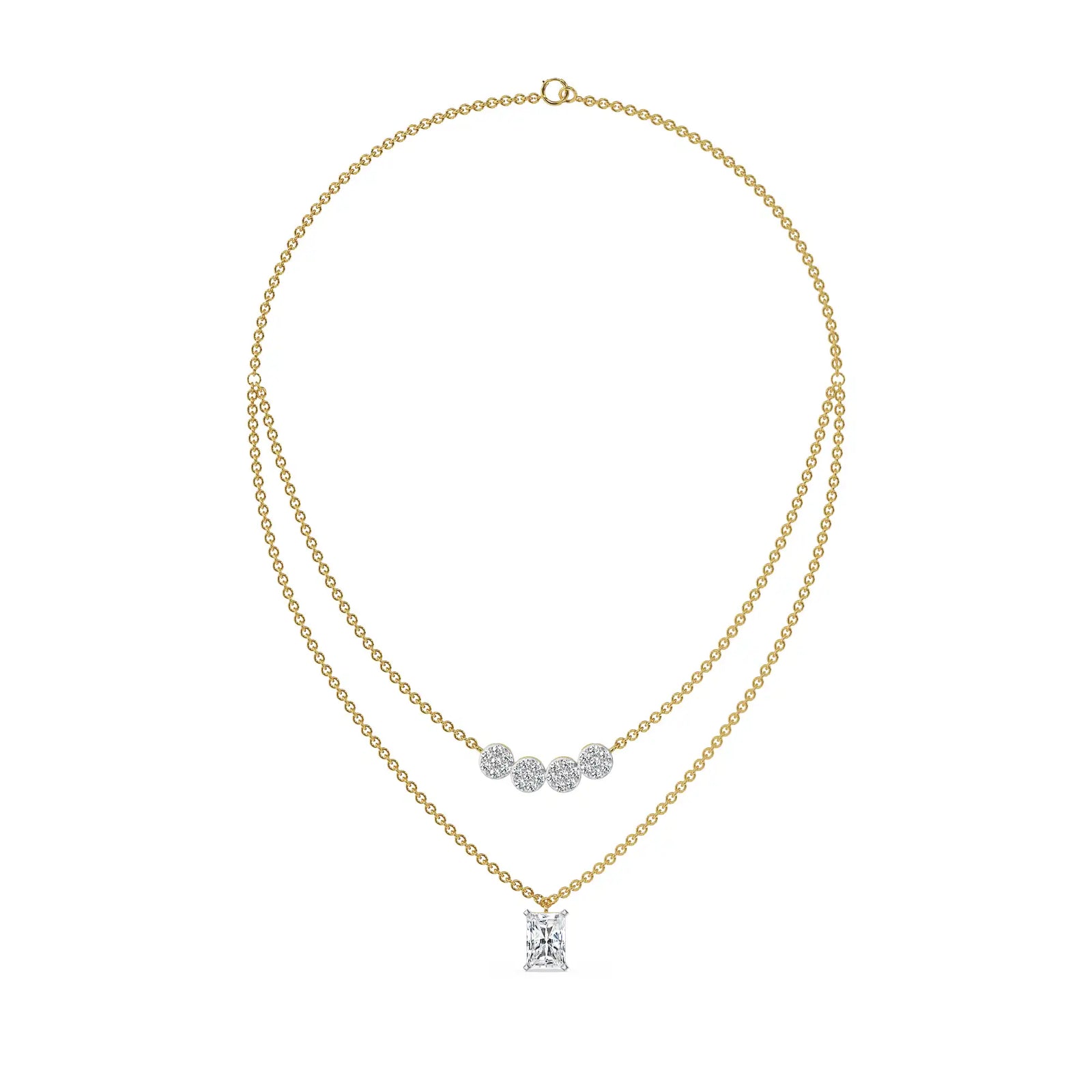 Tina Layered Lab Grown Diamond Necklace - Front view