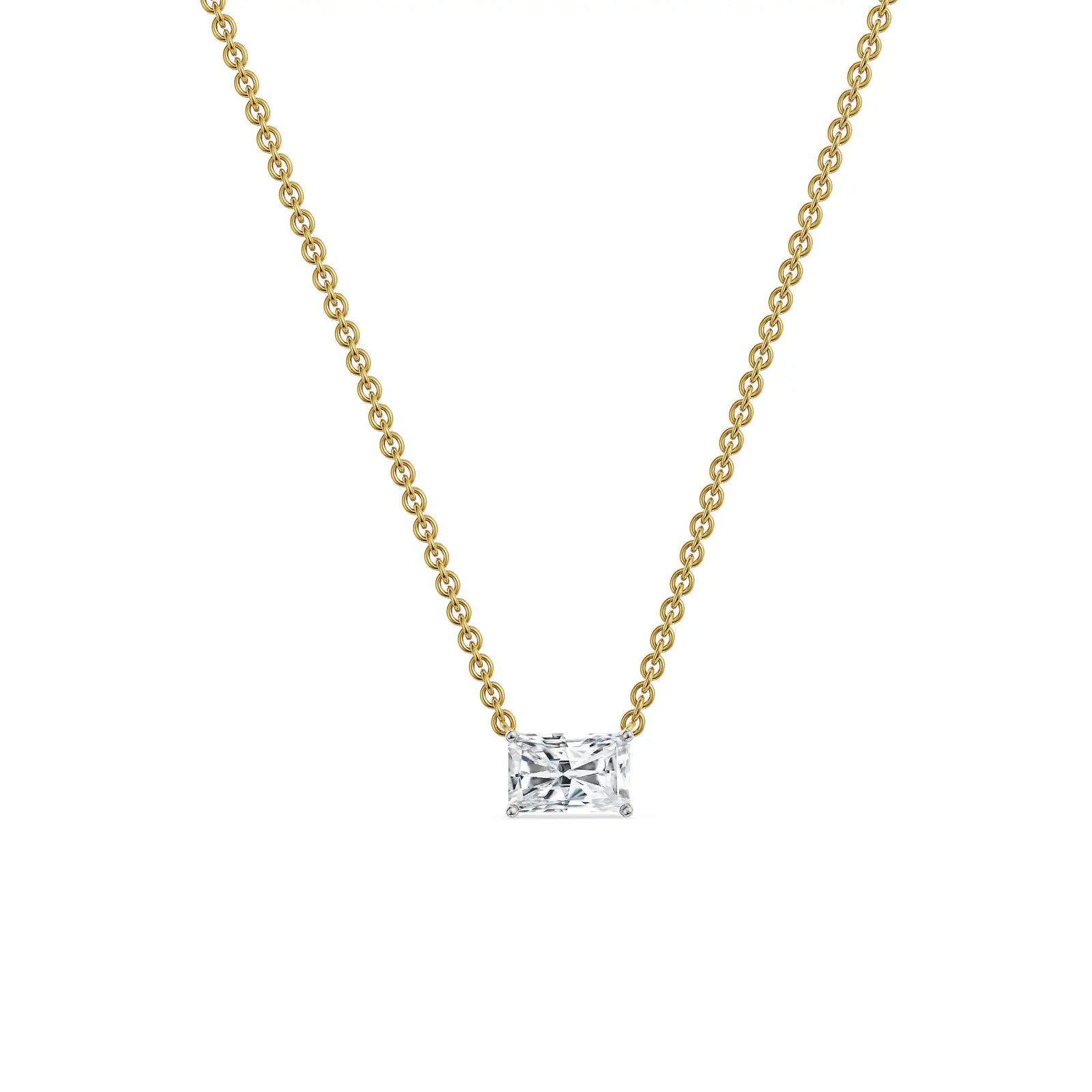 1 CT Radiant Lab Grown Diamond Necklace - Front view