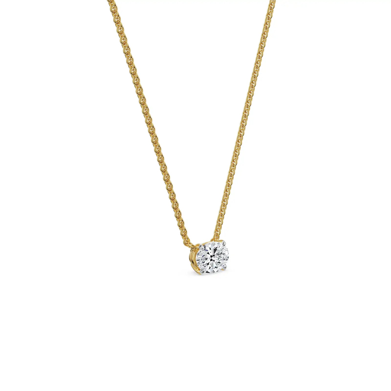 1 CT Oval Lab Grown Diamond Necklace - Side view