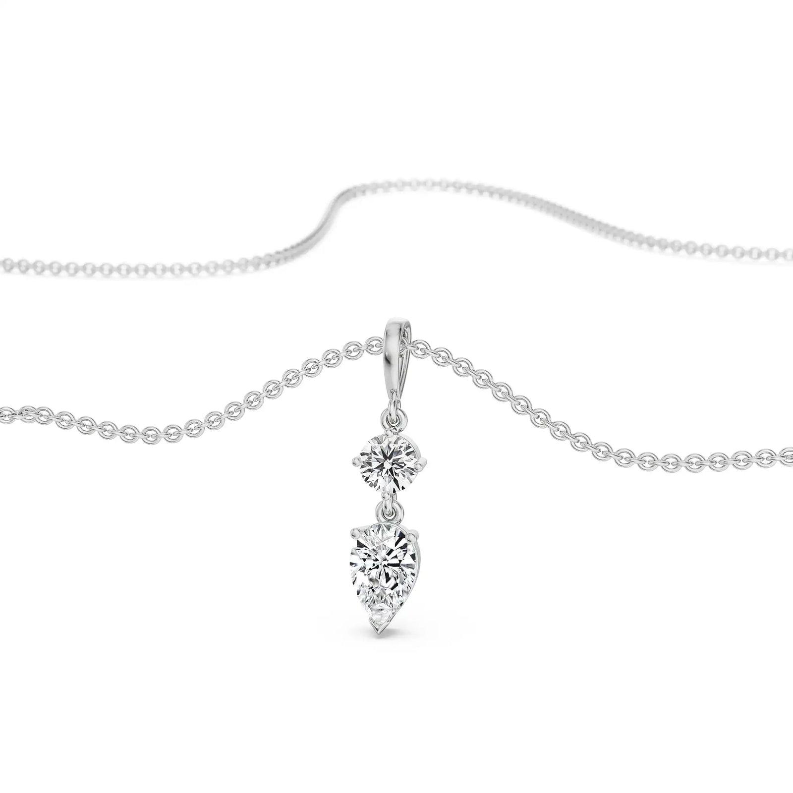 Kaya 2 Stone Lab Grown Diamond Solitaire Necklace - Front view