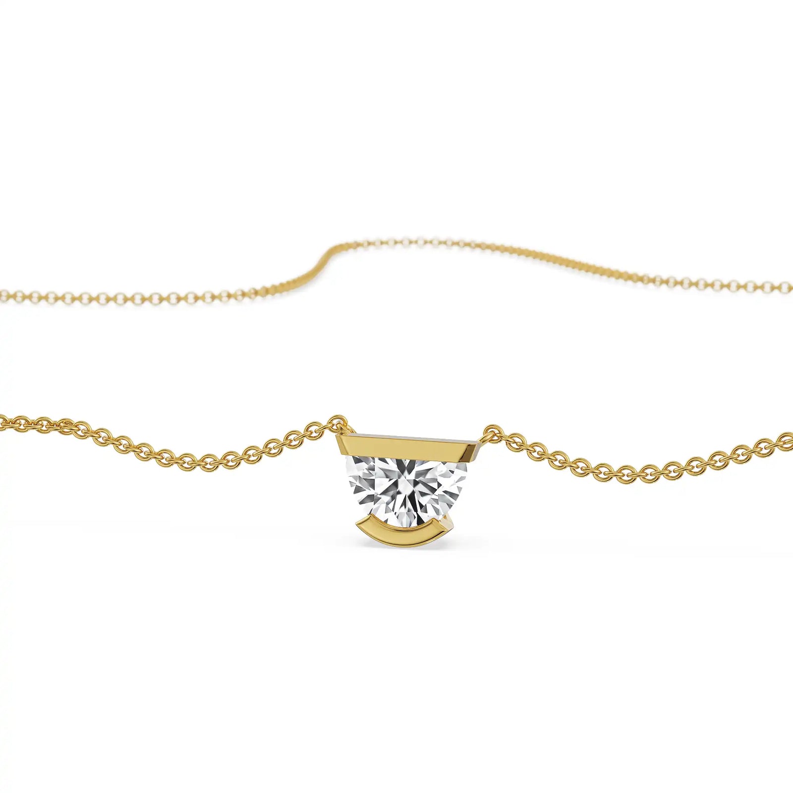 Half Moon Lab Grown Diamond Necklace - Front View