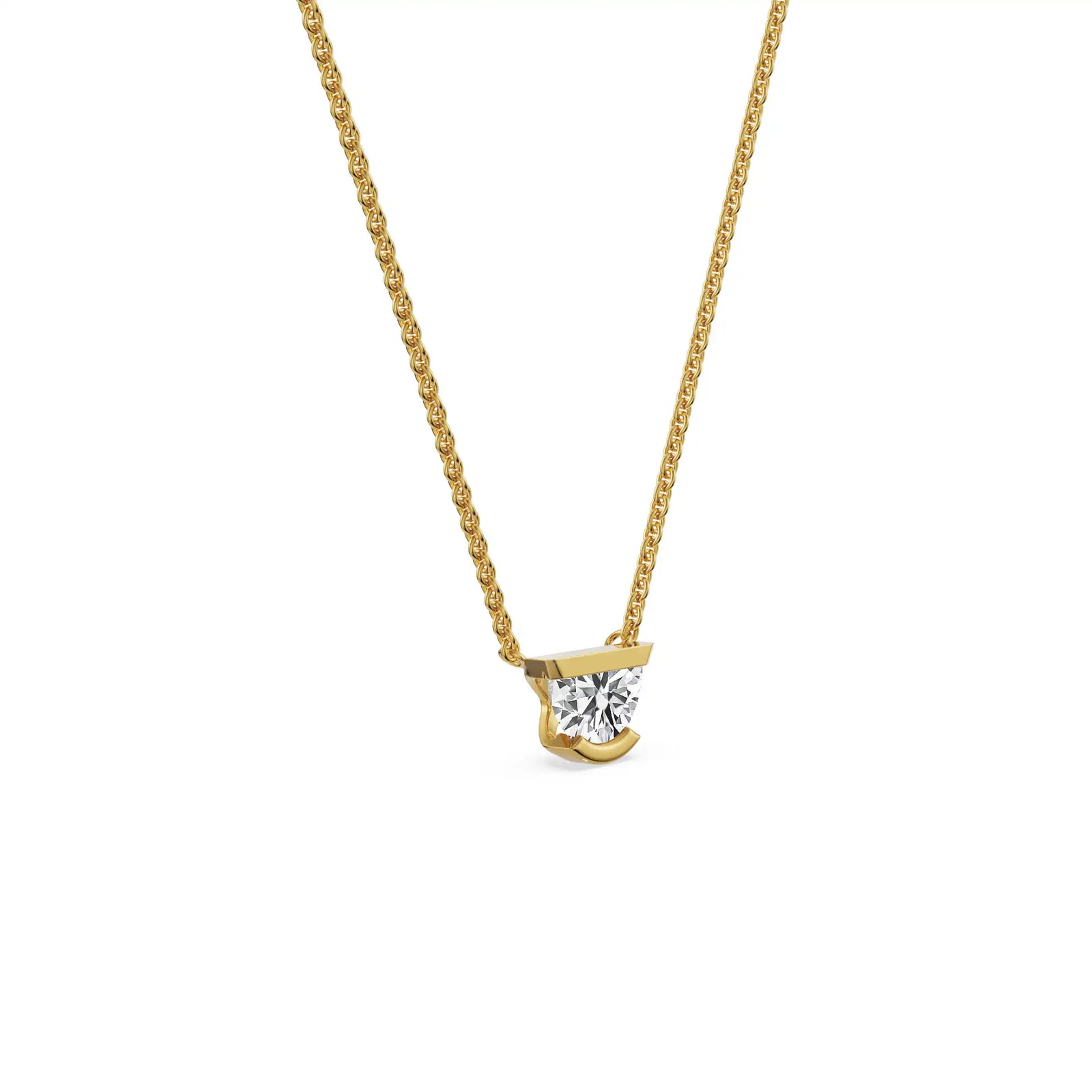 Half Moon Lab Grown Diamond Necklace - Side View