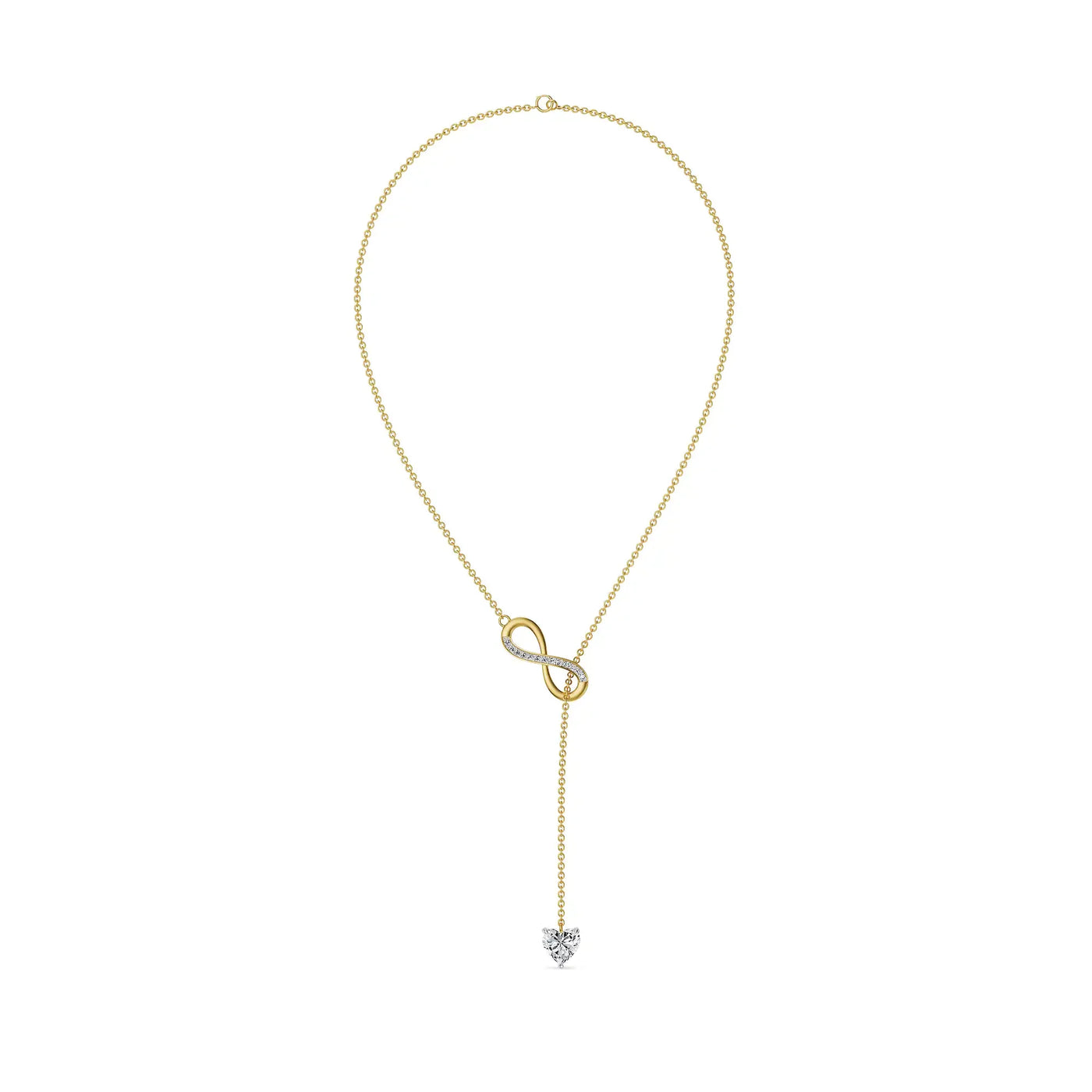 Infinity Heart Lab Grown Diamond Lariat Necklace 9KT