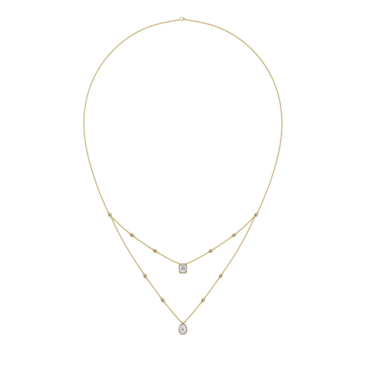 Layered Halo Solitaire Lab Grown Diamond Necklace - Alice Meyers