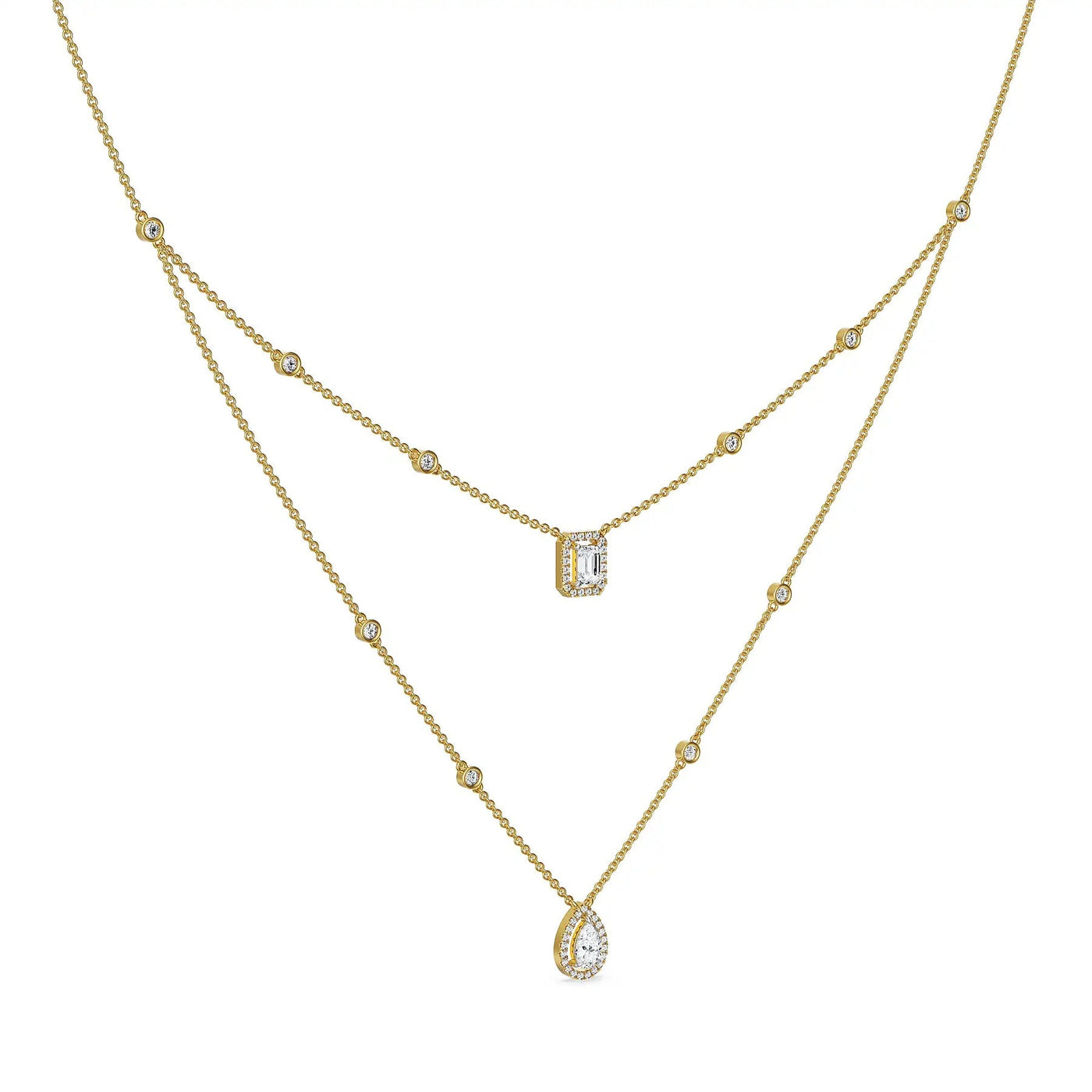 Layered Halo Solitaire Lab Grown Diamond Necklace - Alice Meyers 9KT