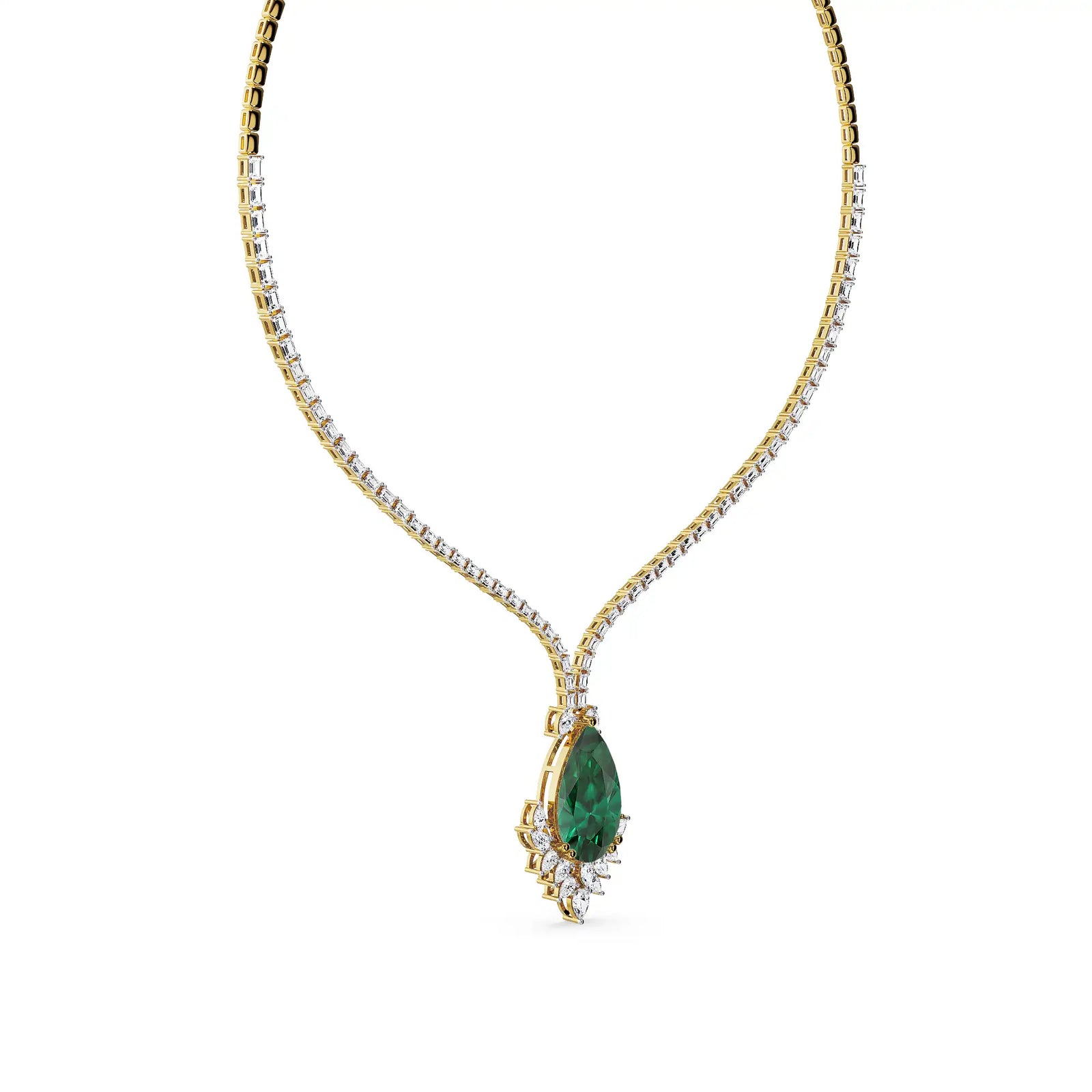 Emerald Grace Lab Grown Diamond Necklace - side view