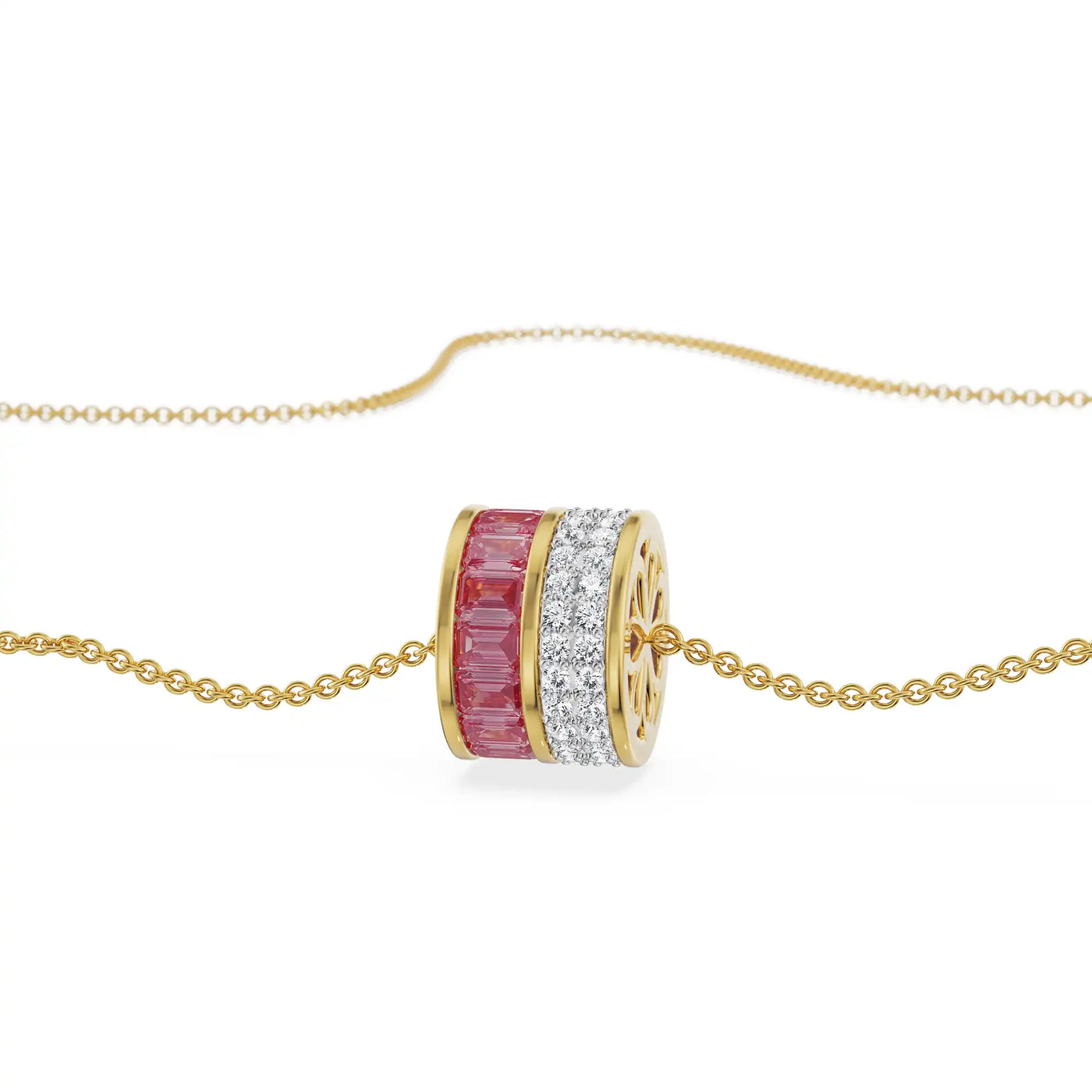 Drum Ruby Lab Grown Diamond Necklace 9KT