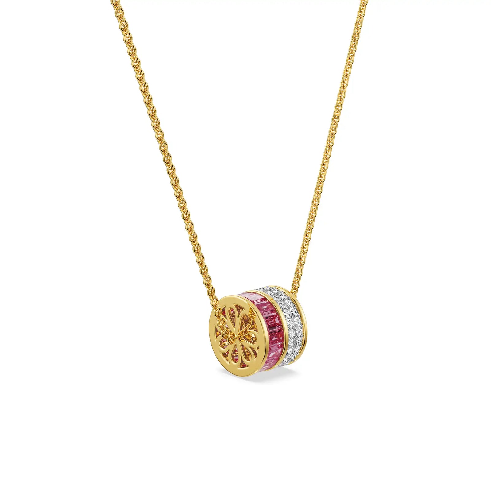 Drum Ruby Lab Grown Diamond Necklace- side view