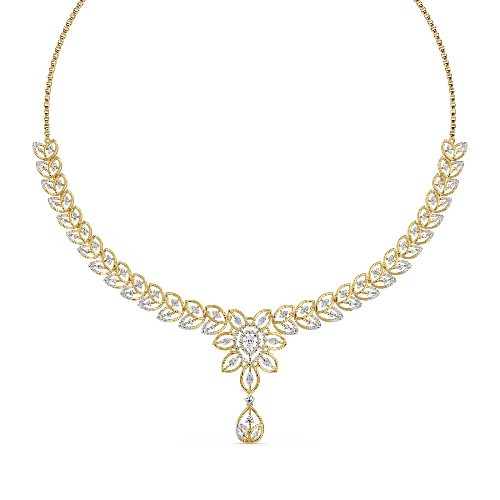 The Garden of Glow Lab Grown Diamond Necklace - top view in 9KT