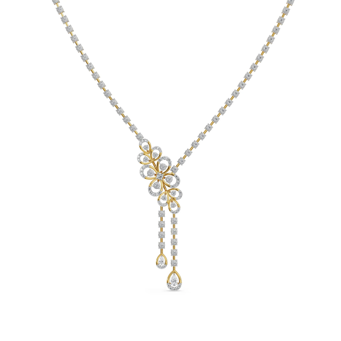 Floral Cascade Lab Grown Diamond Necklace