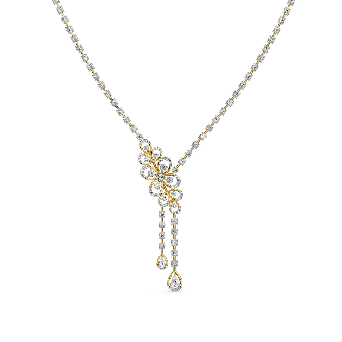 Floral Cascade Lab Grown Diamond Necklace 9KT